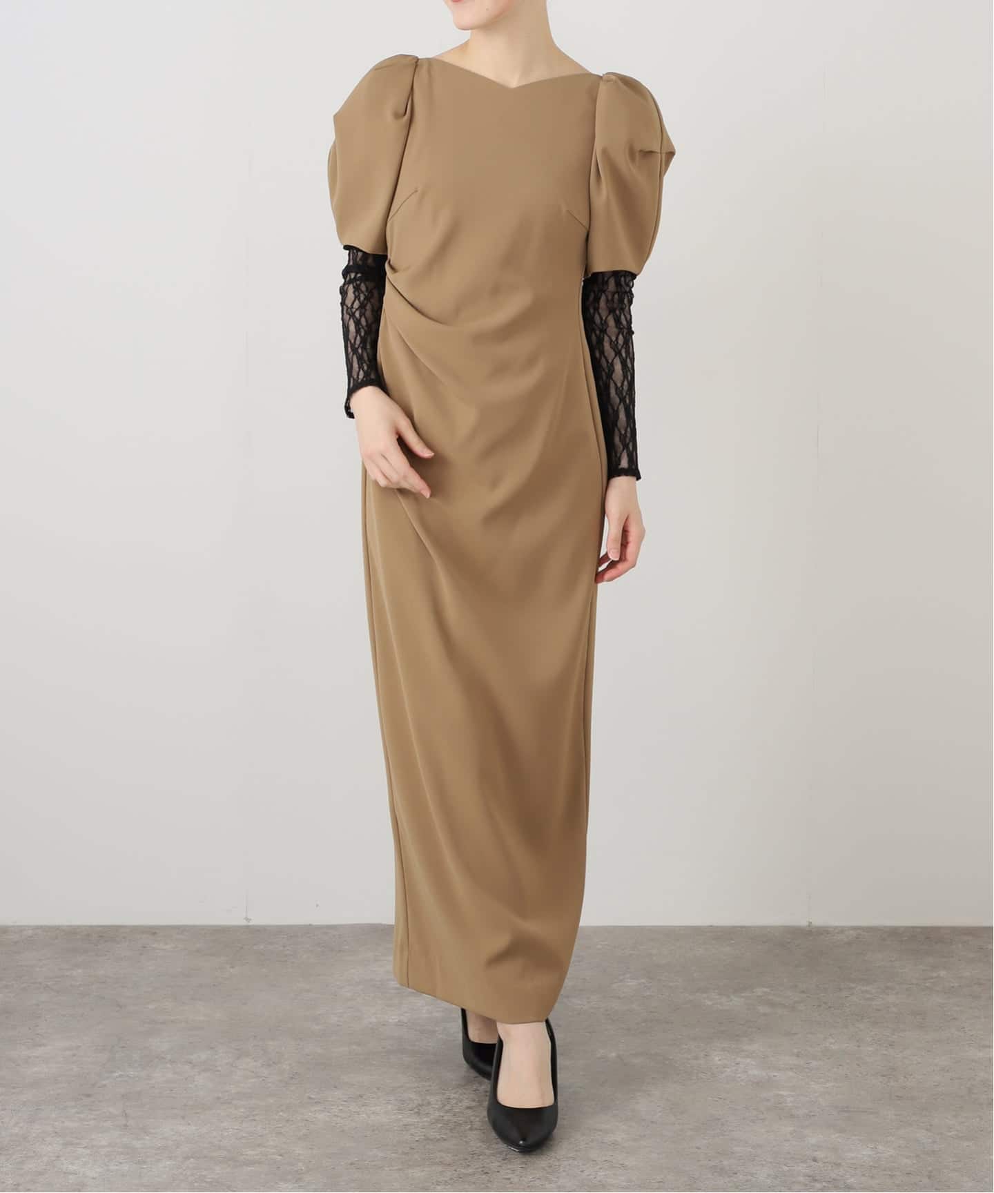 レースアームドレープドレス（ドレス）｜La Totalite（ラ トータリテ