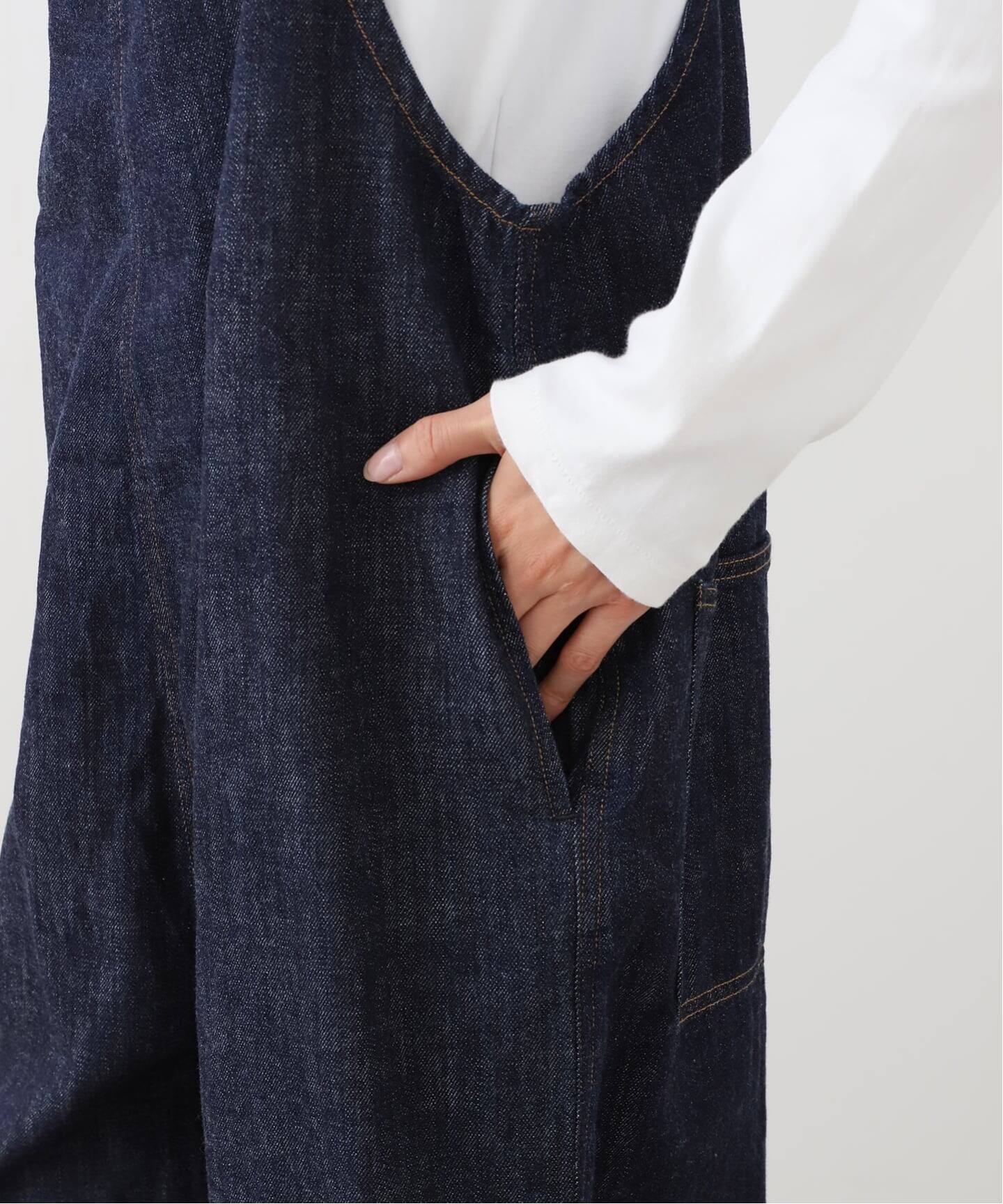 洗える】Munich/ミューニック スラブコットンデニムオールインワン