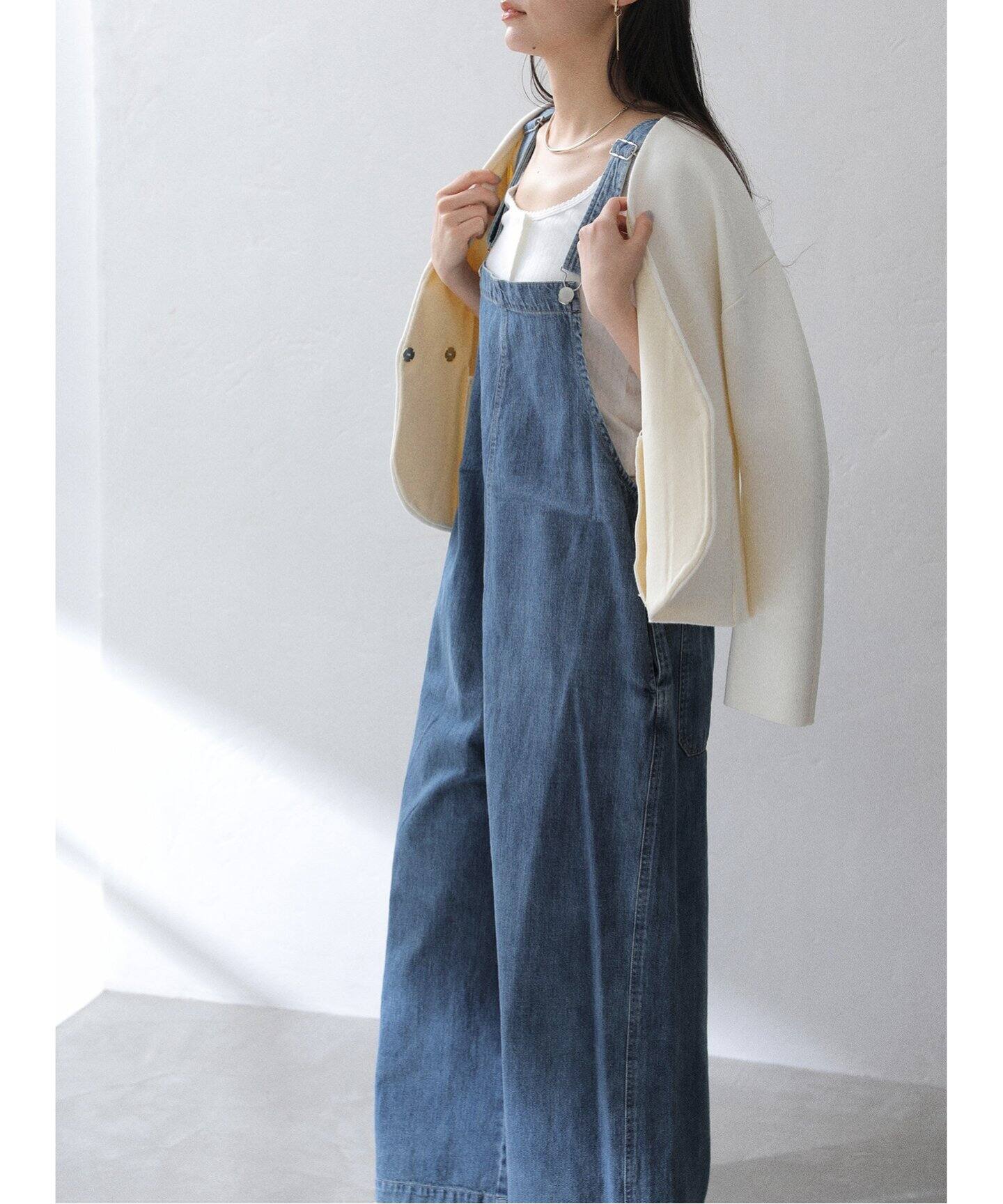 Munich/ミューニック】スラブコットンデニムオールインワン（つなぎ  