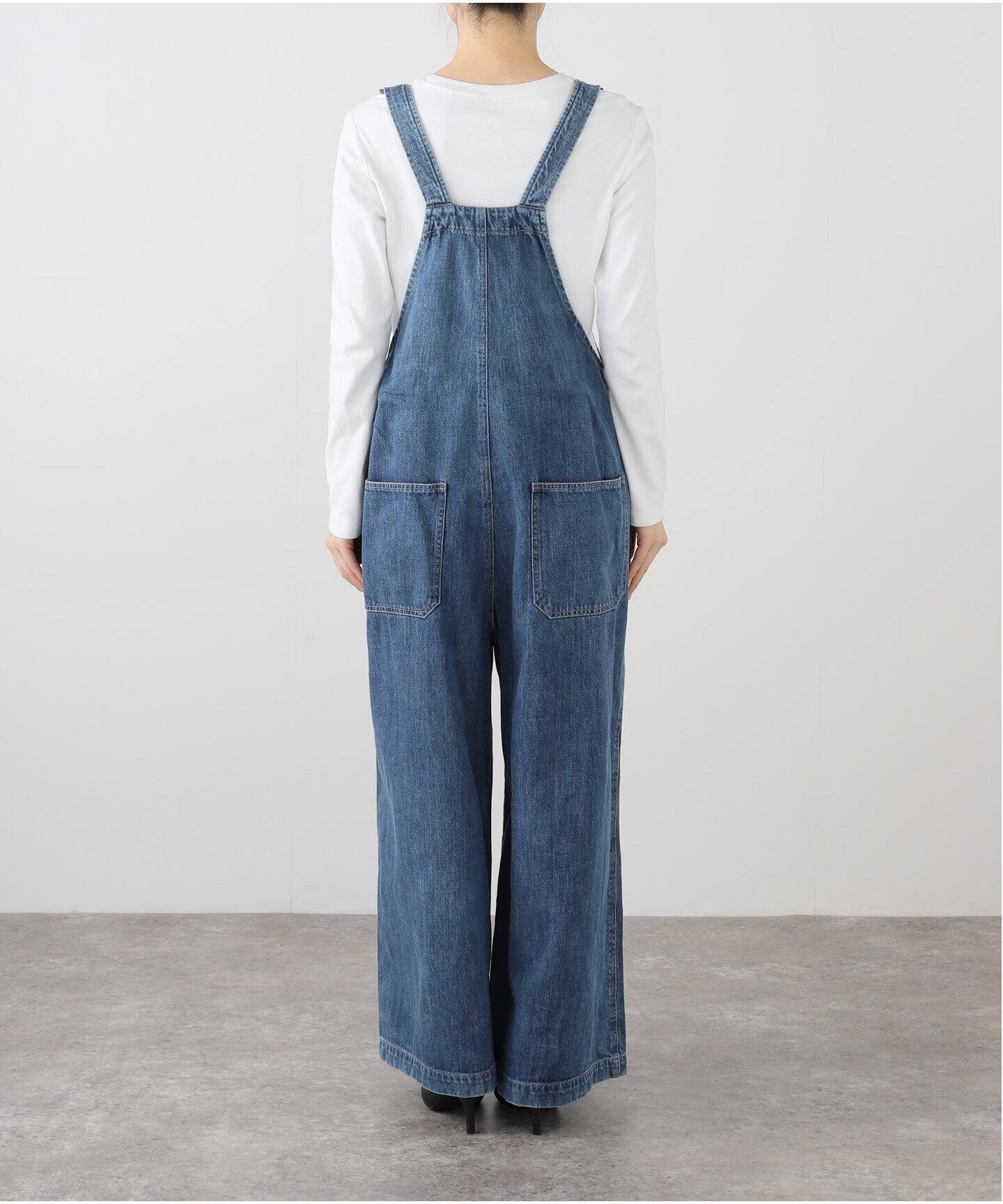 Munich/ミューニック】スラブコットンデニムオールインワン（つなぎ  