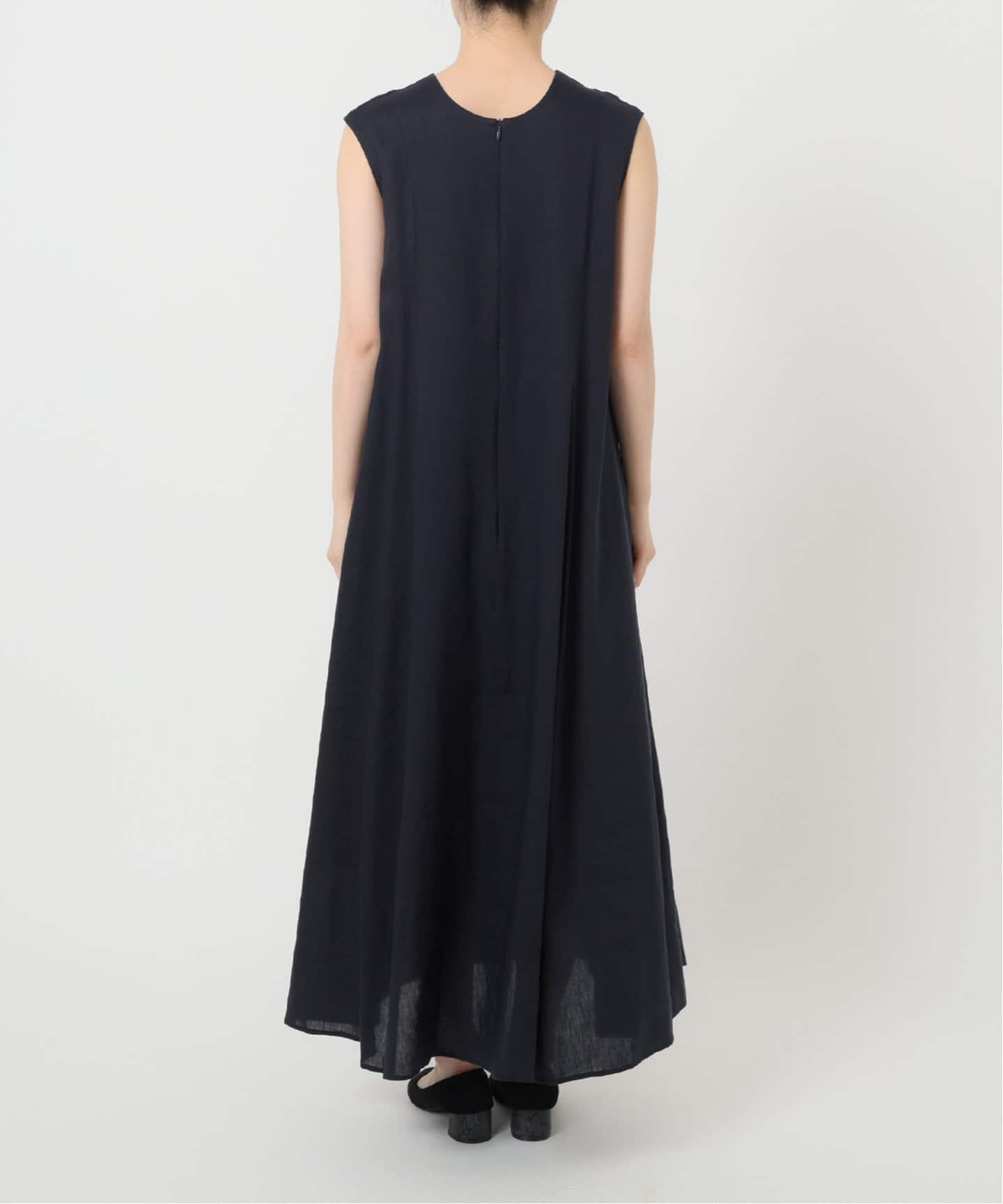 【美品】Plage Linen フレアワンピース　ブラック38 美品】Plage Linen フレアワンピース ブラック38