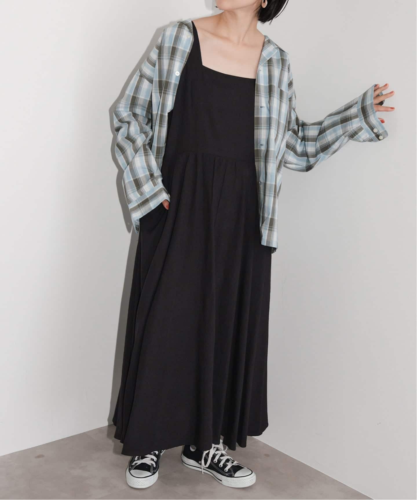 K.Ayami*S スクエアカットギャザーワンピース　スピックアンドスパン　垣内 K.Ayami*S スクエアカットギャザーワンピース（ワンピース