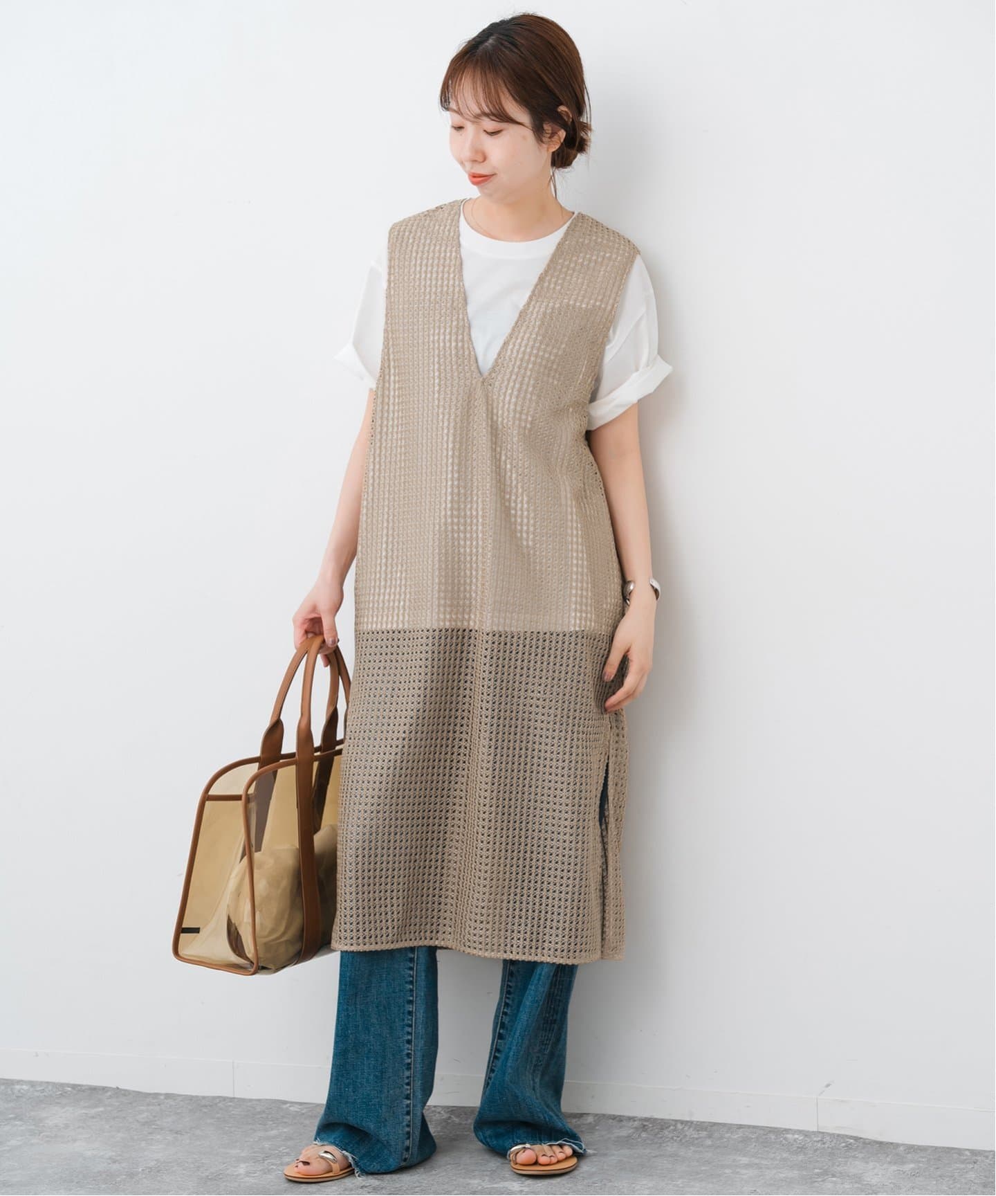 絡み織りメッシュレースベスト（ワンピース）｜Spick and Span