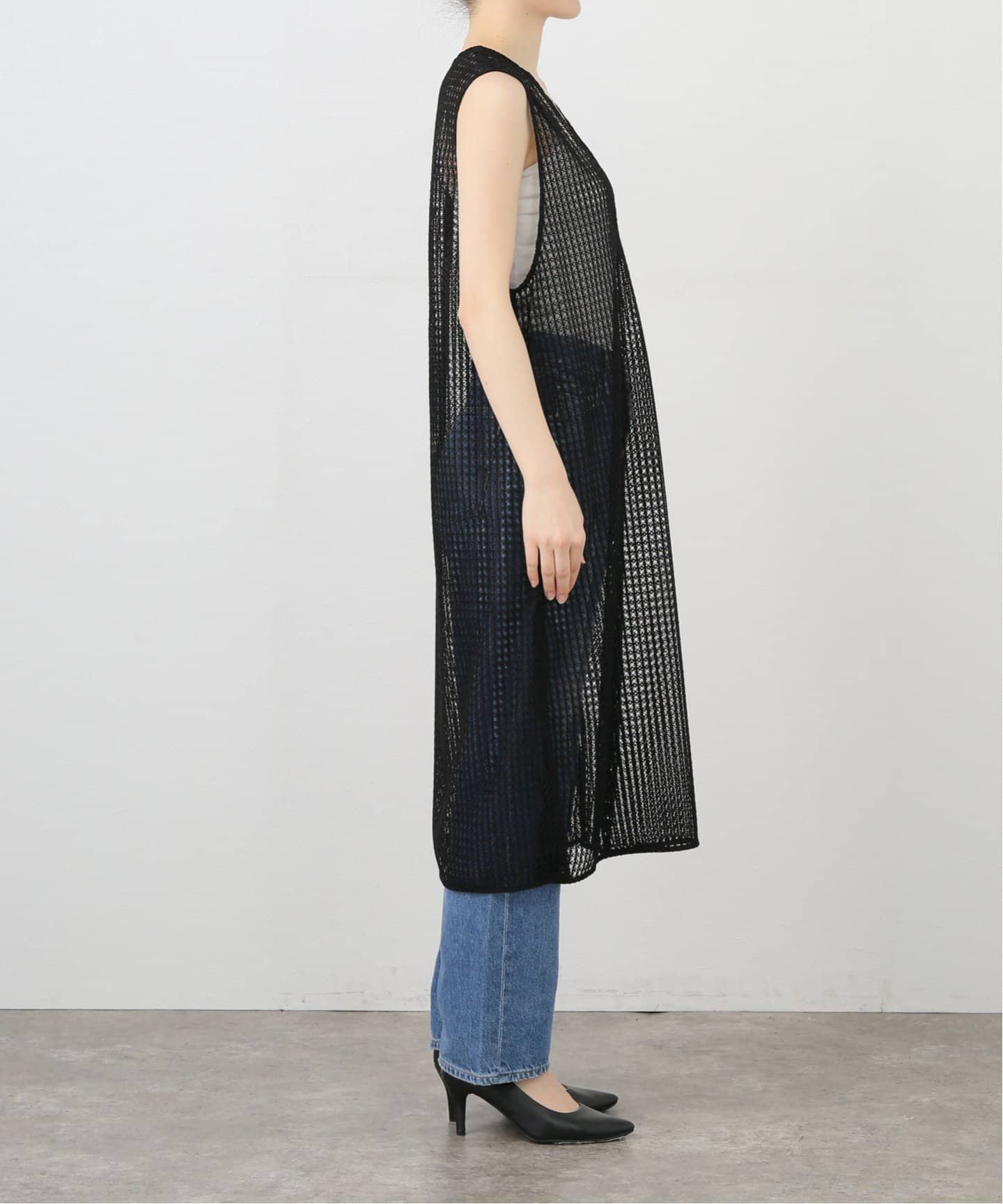 【新品】Spick and Span 絡み織りメッシュレースベスト　べージュ 絡み織りメッシュレースベスト（ワンピース）｜Spick and Span