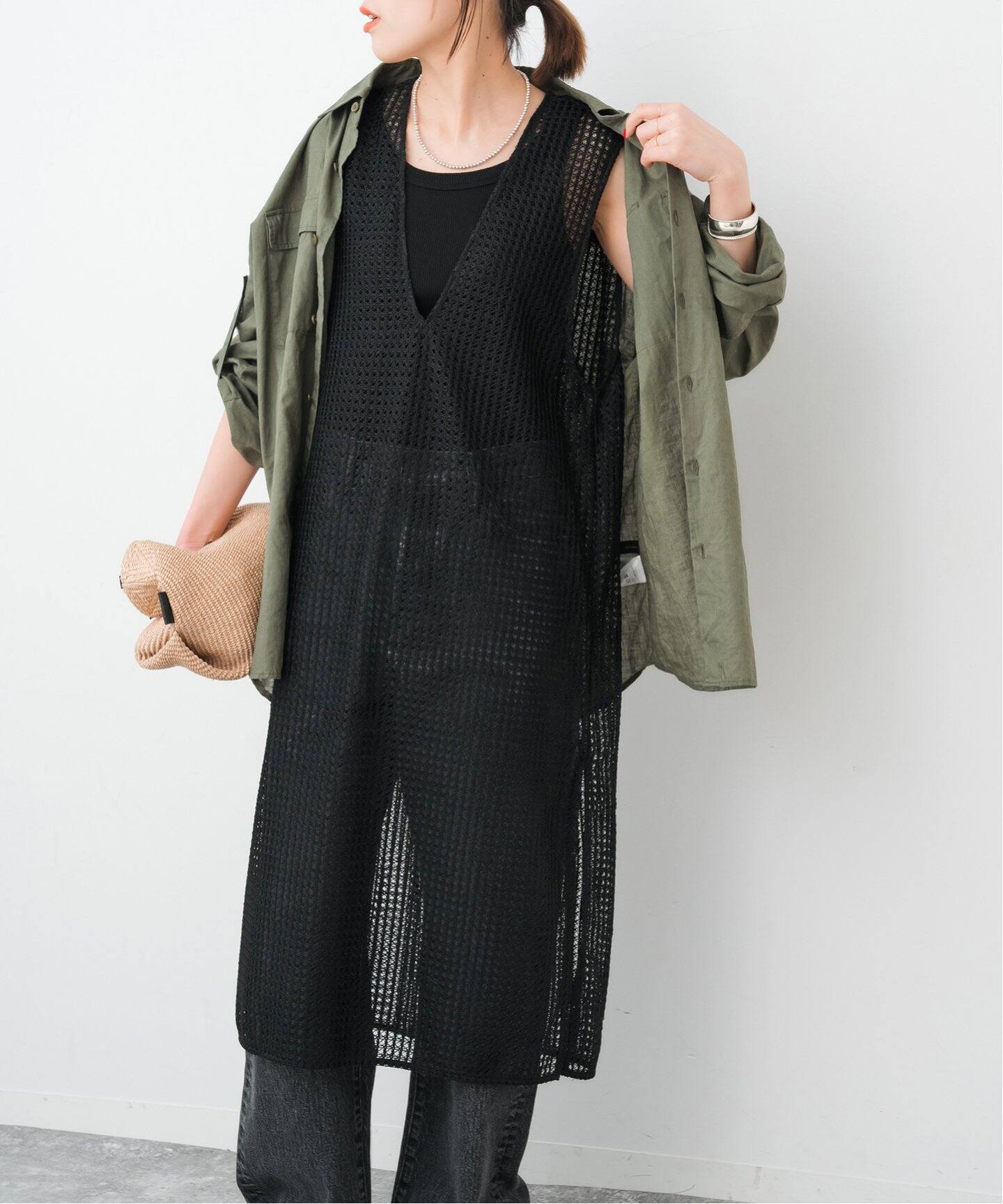 絡み織りメッシュレースベスト（ワンピース）｜Spick and Span 
