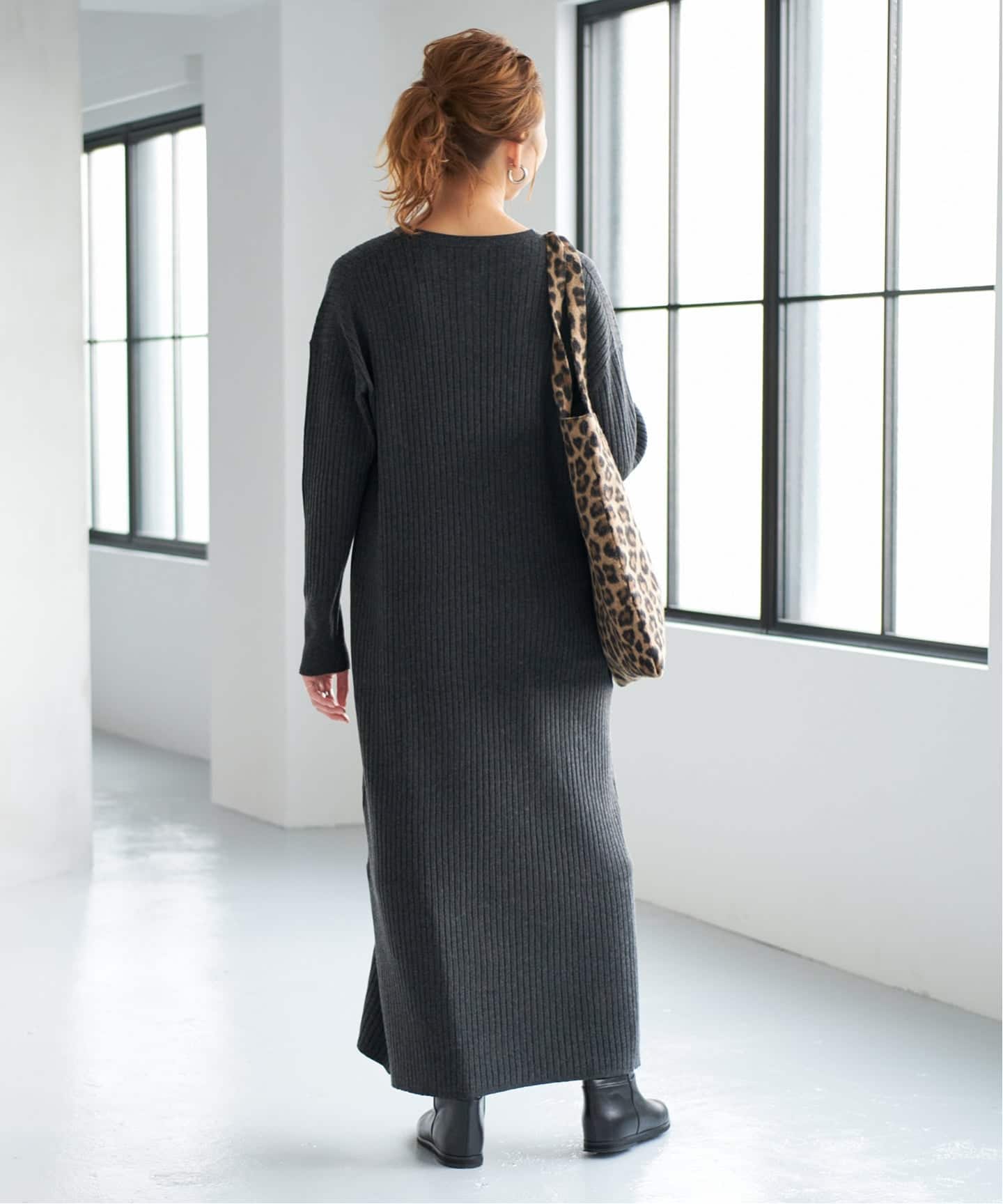 spick&span♡ヘンリーネックリブニットワンピース♡ロング 追加予約》手洗い可 / ヘンリーネックリブニットワンピース