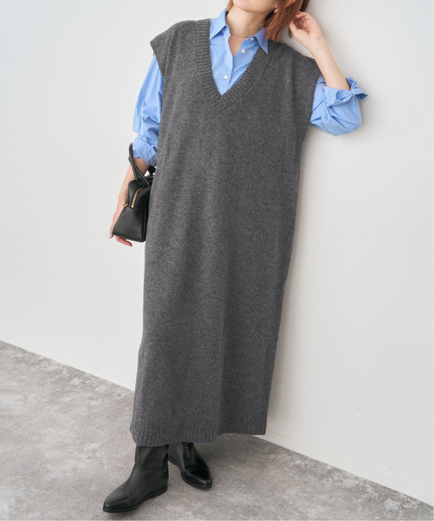 【美品】archivioベストニットワンピース Pierrot セットアップ ニット ベスト ニットワンピース ニットワンピ