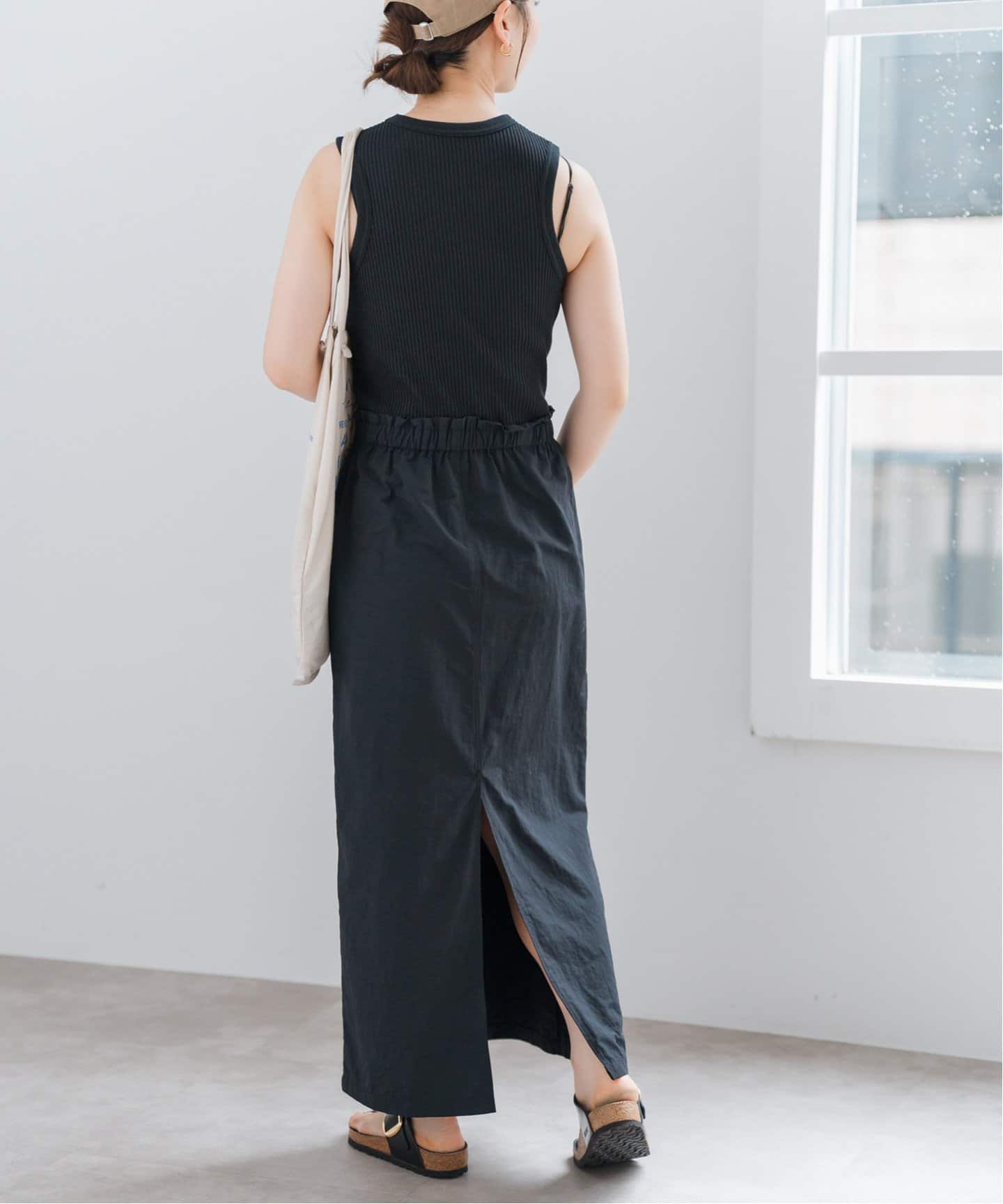 Spick and Span ファブリックコンビドレス　ブラック スピック＆スパン Spick & Span ファブリックコンビドレス