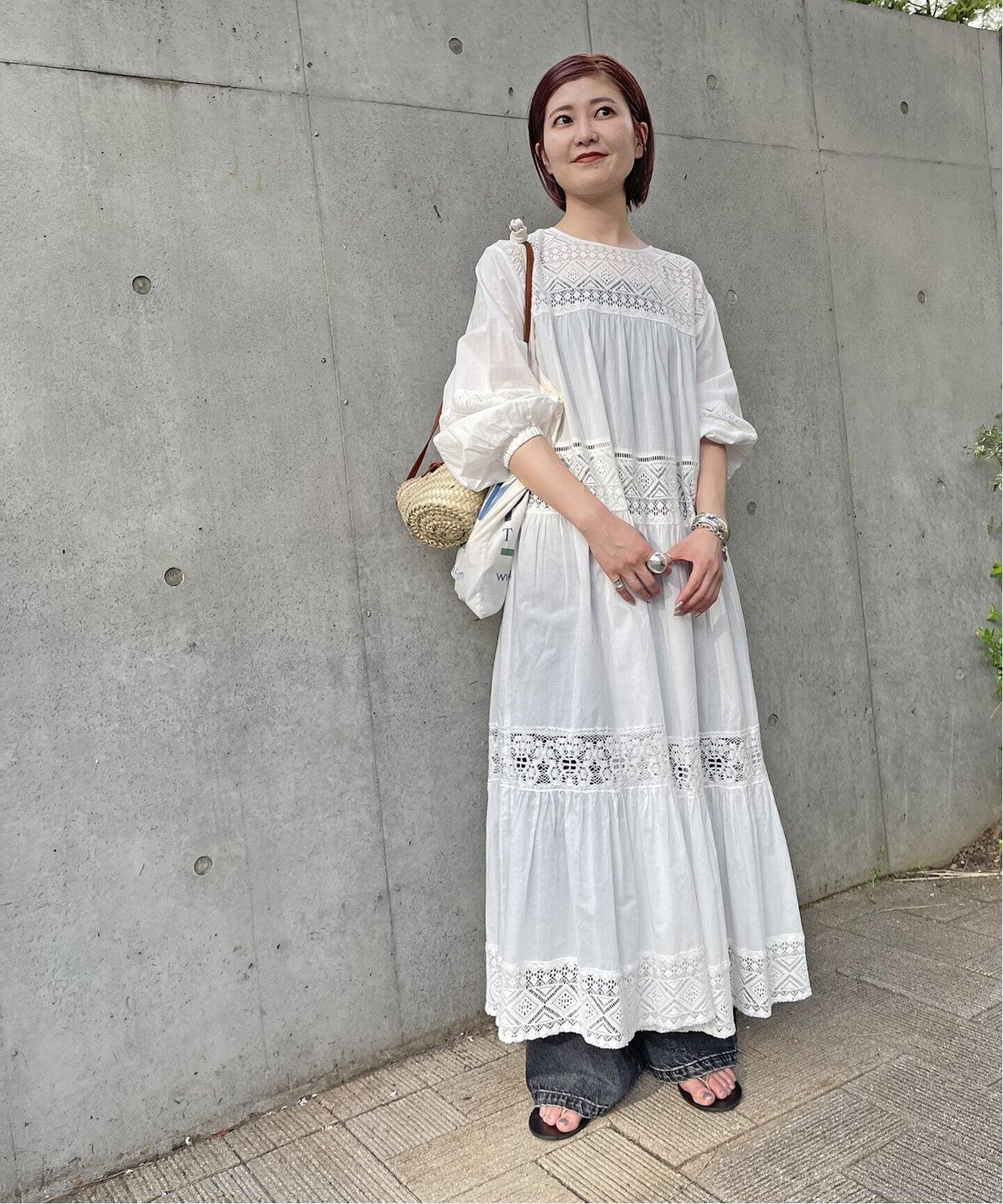 新品未使用タグ付　HYU レースギャザーワンピース　スピック＆スパン ヒュー WEB限定追加2》HYUレースギャザーワンピース（ワンピース