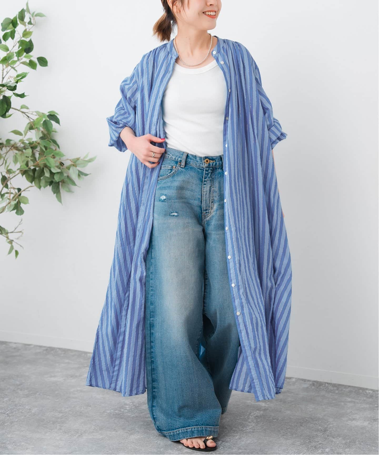 spick and span ギャザースリットシャツワンピース spick and span ギャザースリットシャツワンピース