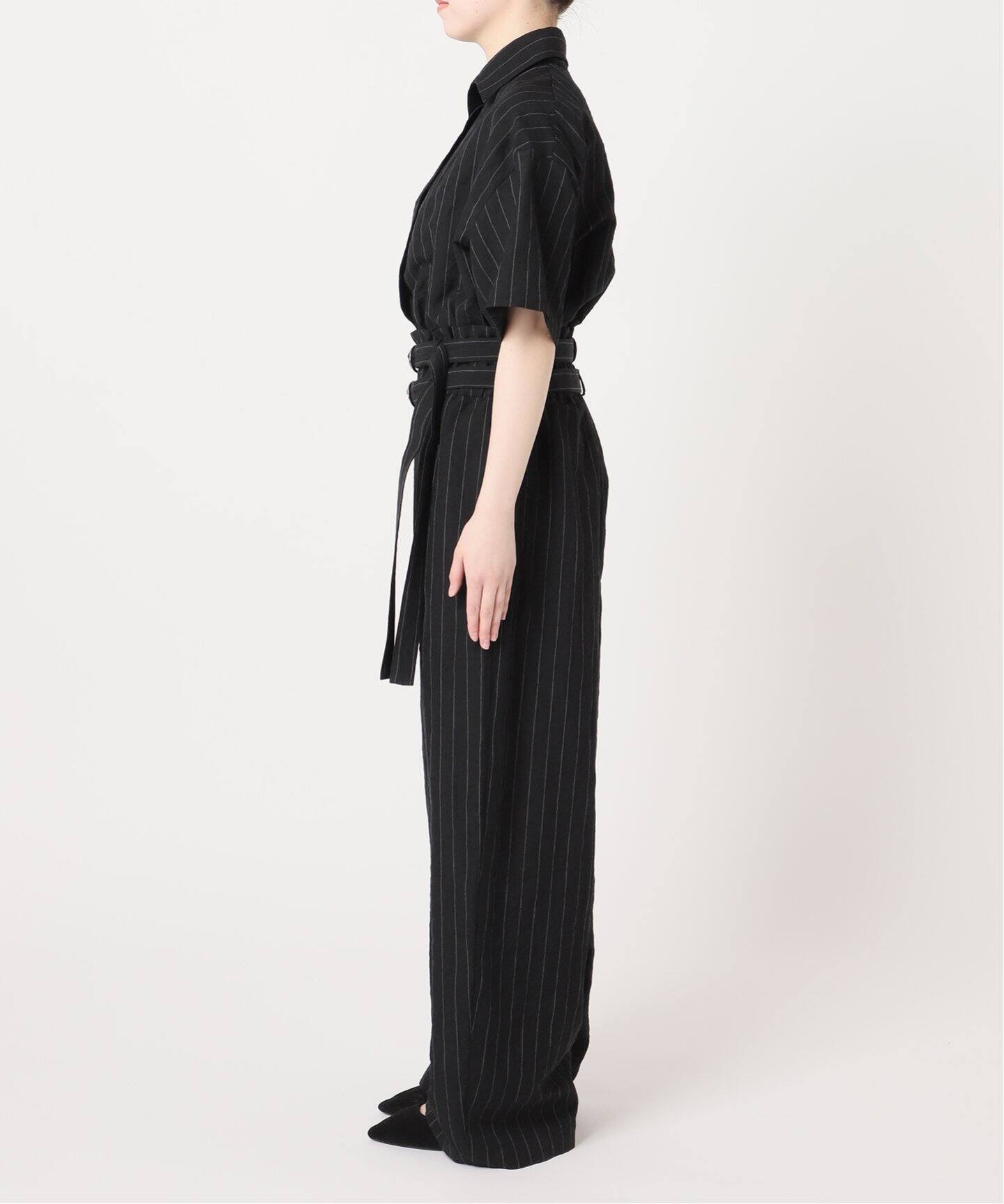 L/Wストライプ2ベルトオールインワン（つなぎ／オールインワン