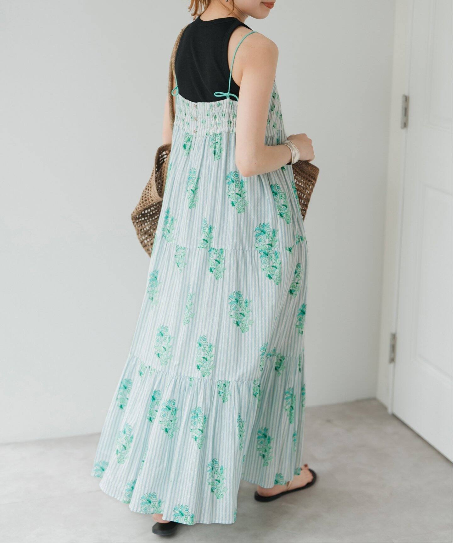 ◆ヌキテパ◆大人気プリントワンピ◆Mサイズ Cotton Jacquard Lily Print Shirring Dress | Pasand by ne