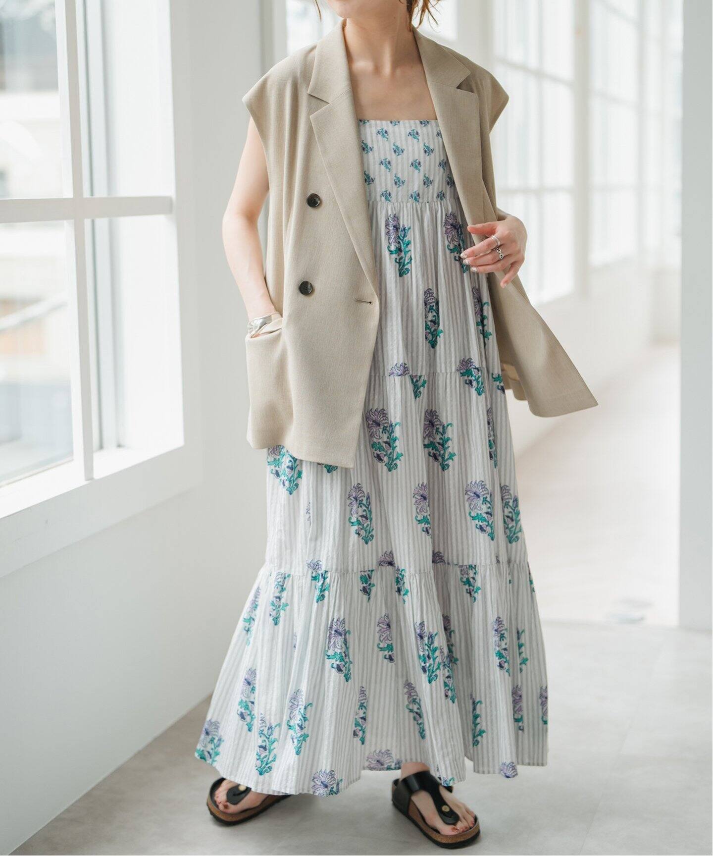ne Quittez pas / ヌキテパ COTTON JACQUARD LILY PRIN（ワンピース 