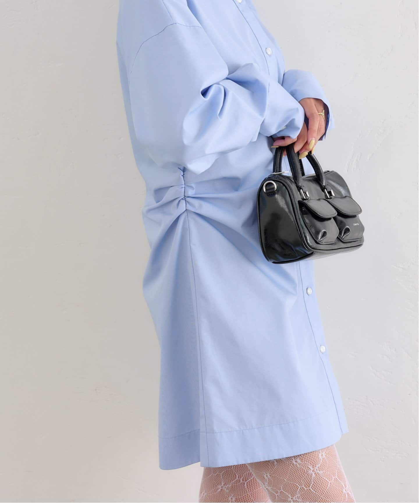 サイドギャザーミニシャツワンピース（ワンピース）｜U by