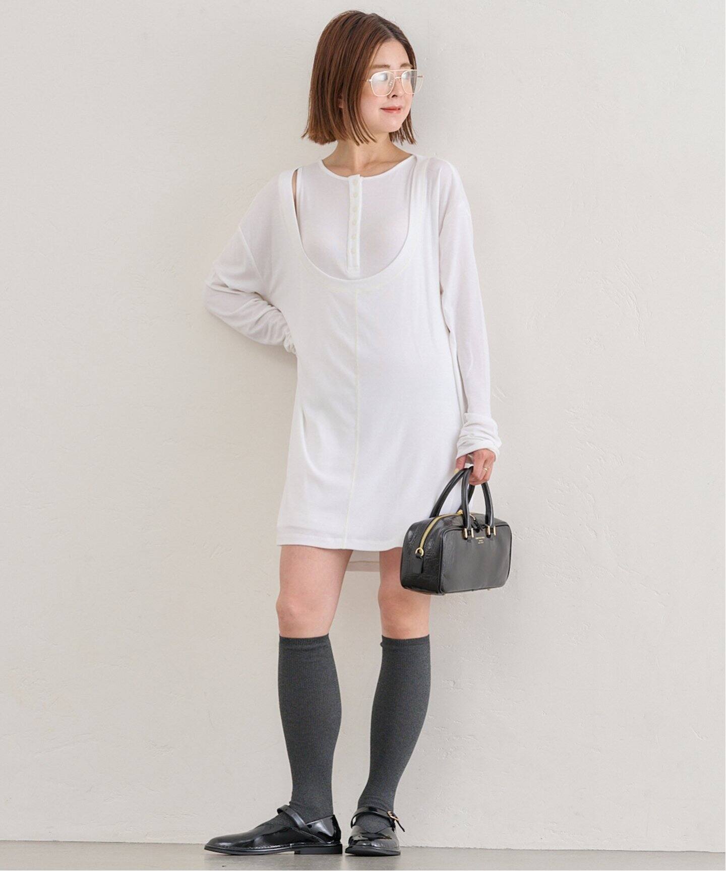 u by spick&span■スクエアネックリブワンピース U by SPICK&SPAN（ユーバイスピックアンドスパン）の「スクエア