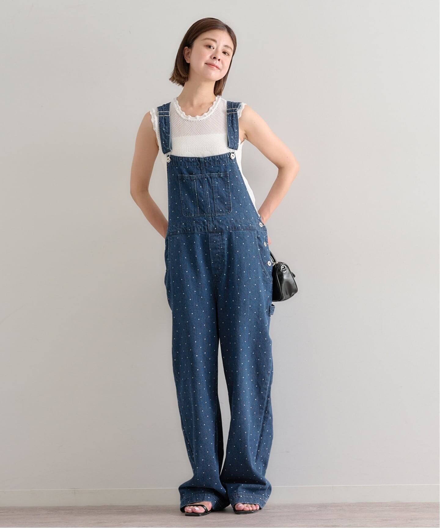 ドットデニムオーバーオール（サロペット／オーバーオール）｜U