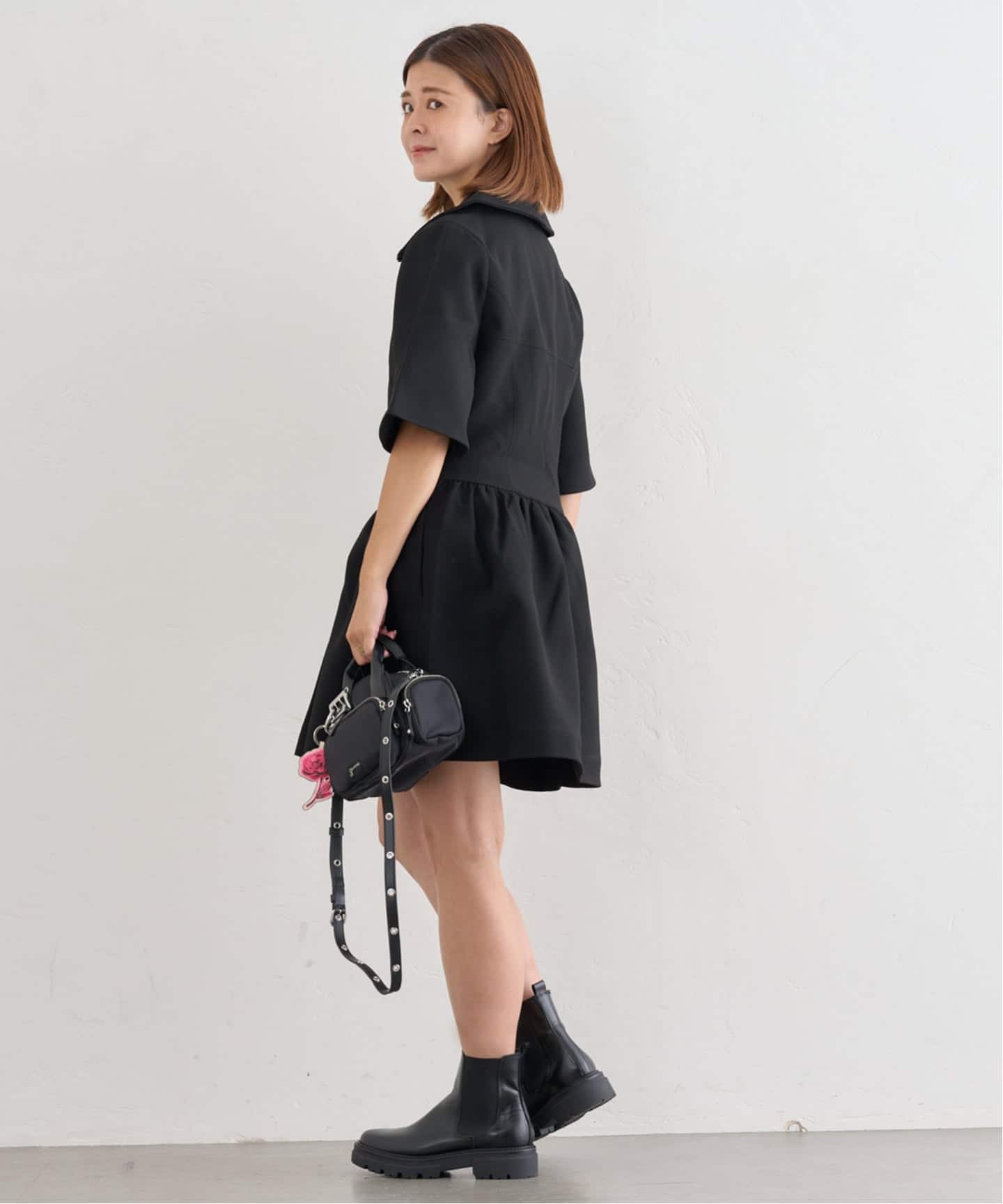 予約》GANNI/ガニー Bonded Crepe Mini Dress（ワンピース）｜U