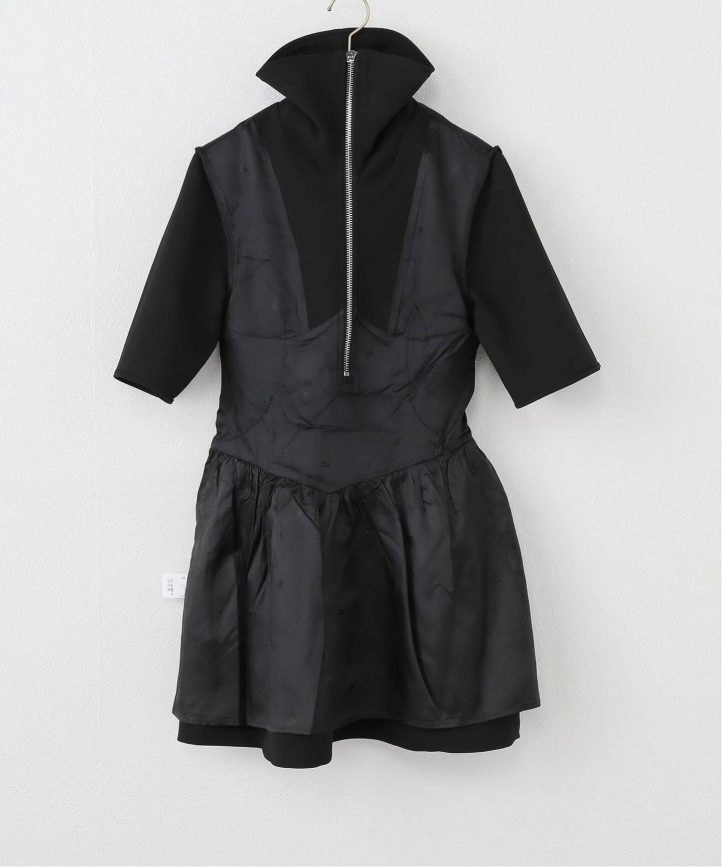 【新品】GANNI ガニー　ブラック ミニワンピース GANNI ガニー ワンピース Crinkled Georgette Flounce Mini