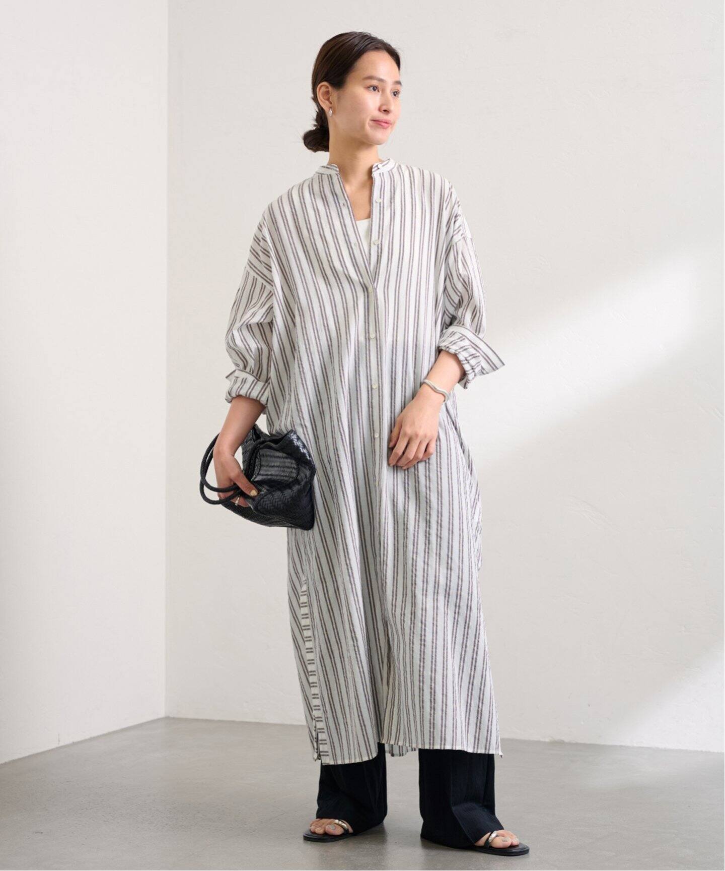 新品タグ付きFRAMeWORK STRIPEオーバーシャツDRESS STRIPEオーバーシャツDRESS（ワンピース）｜FRAMeWORK（フレームワーク