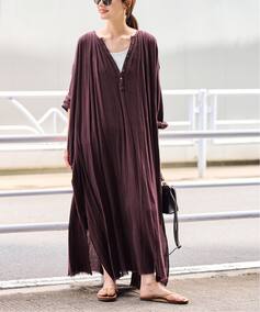 コットンクレープヘンリードレスのコーディネートスナップ（minami 