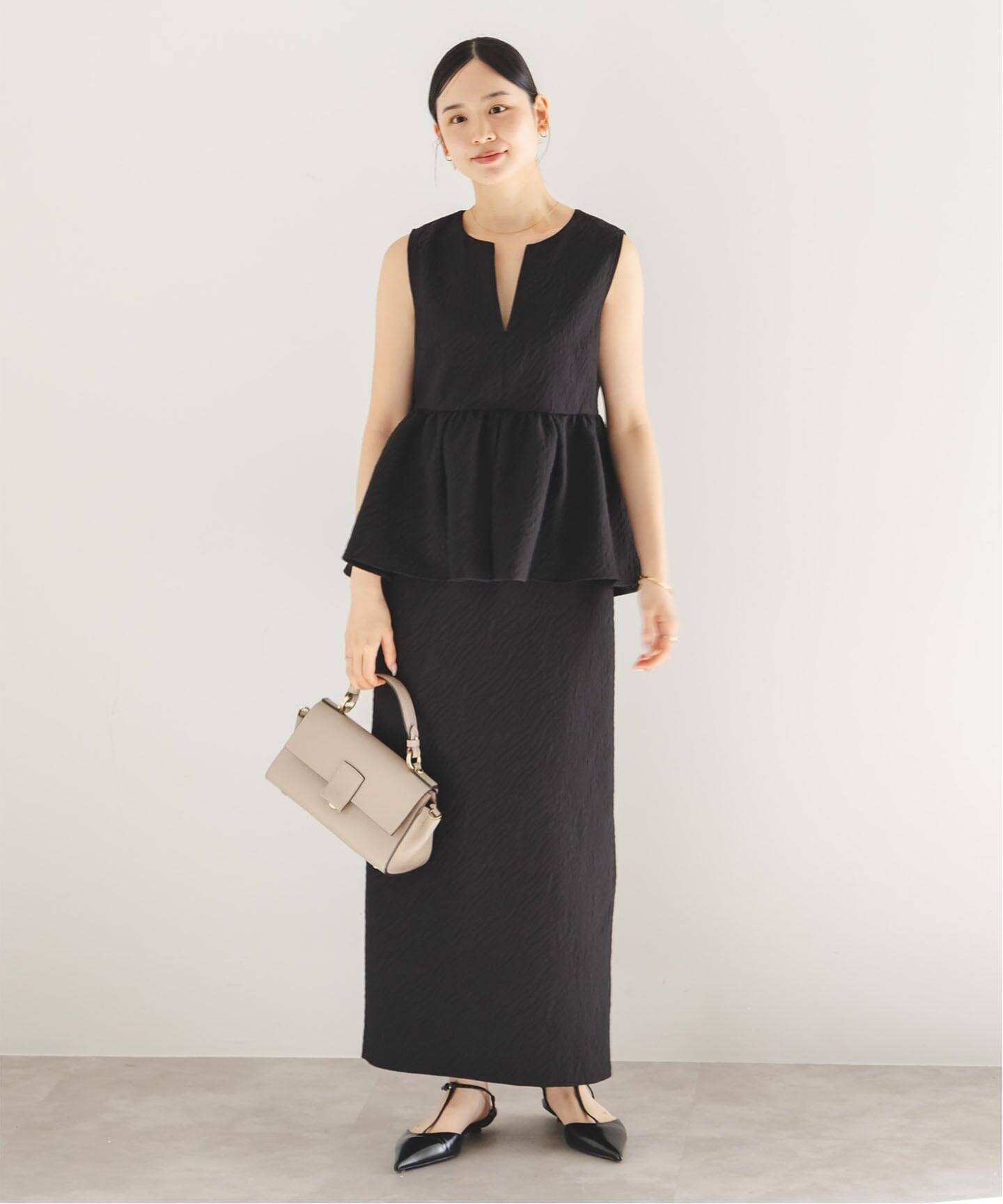 ジャガードペプラムセットワンピース（ワンピース）｜NOBLE（ノーブル