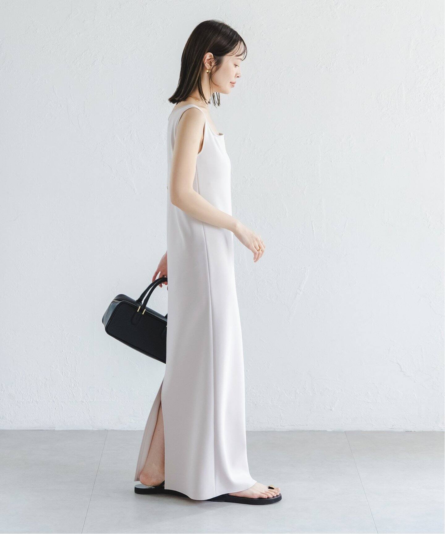 Noble ニットライクジョーゼット　2wayワンピース サイズ38 カーキ ノーブル NOBLE 《予約》【洗える】ニットライクジョーゼット