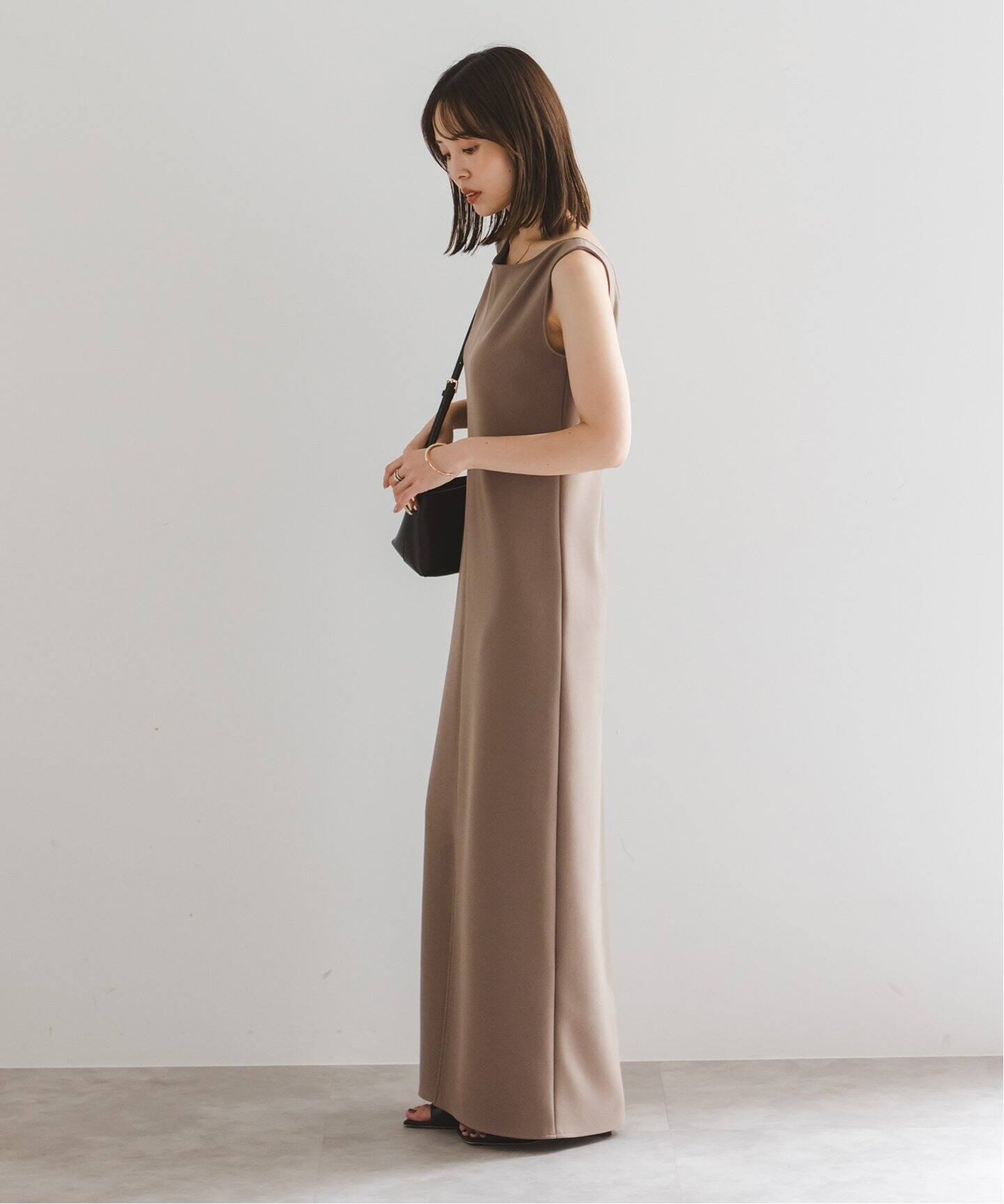 【NOBLE】ニットライクジョーゼット2wayワンピース☆ネイビー36 ノーブル NOBLE 《追加》ニットライクジョーゼット2way