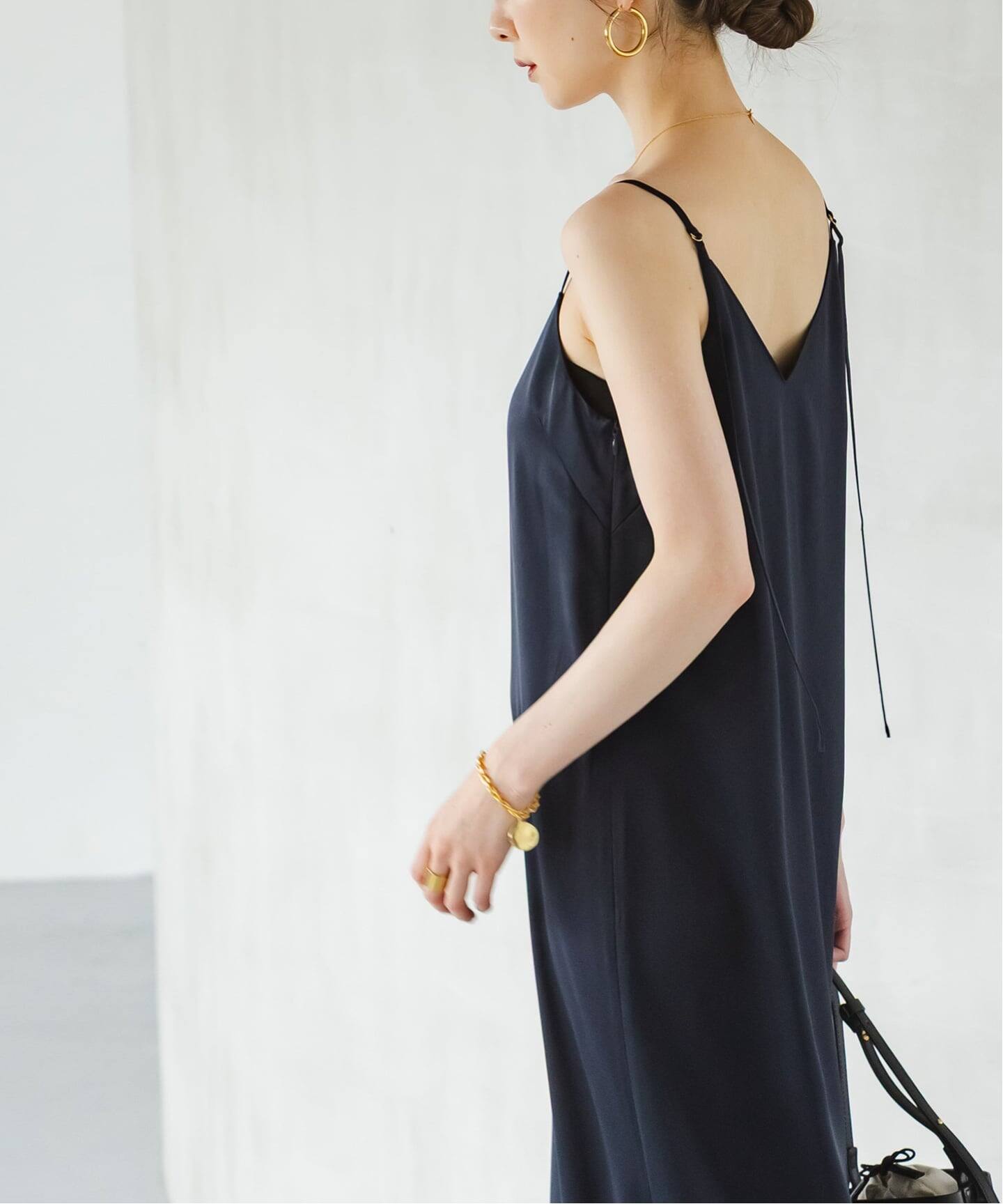 洗える】ルナサテンコンフォートキャミワンピース（ワンピース