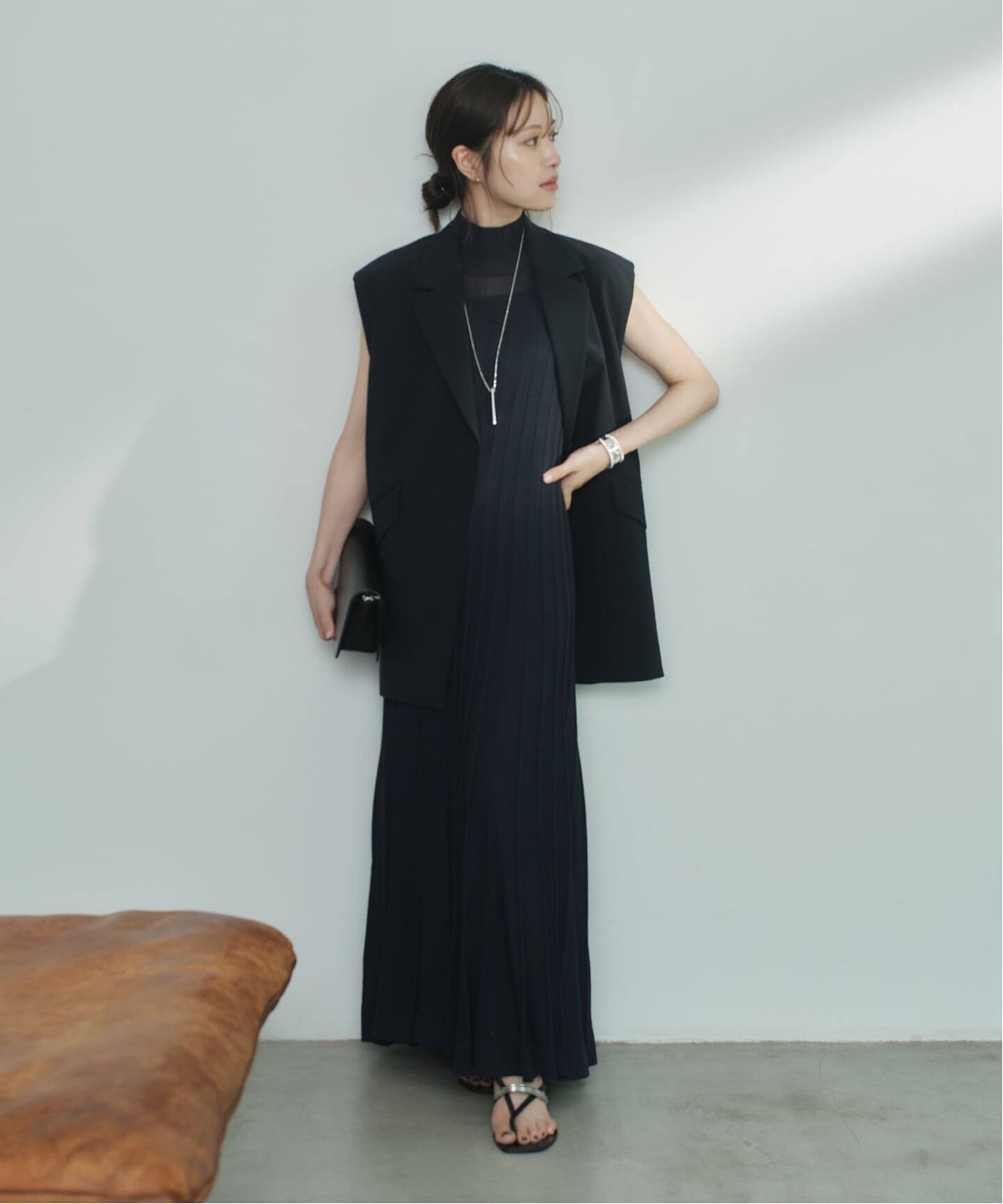 NOBLE×L'AUBE BLANC】シアーワイドリブニットワンピース（ワンピース