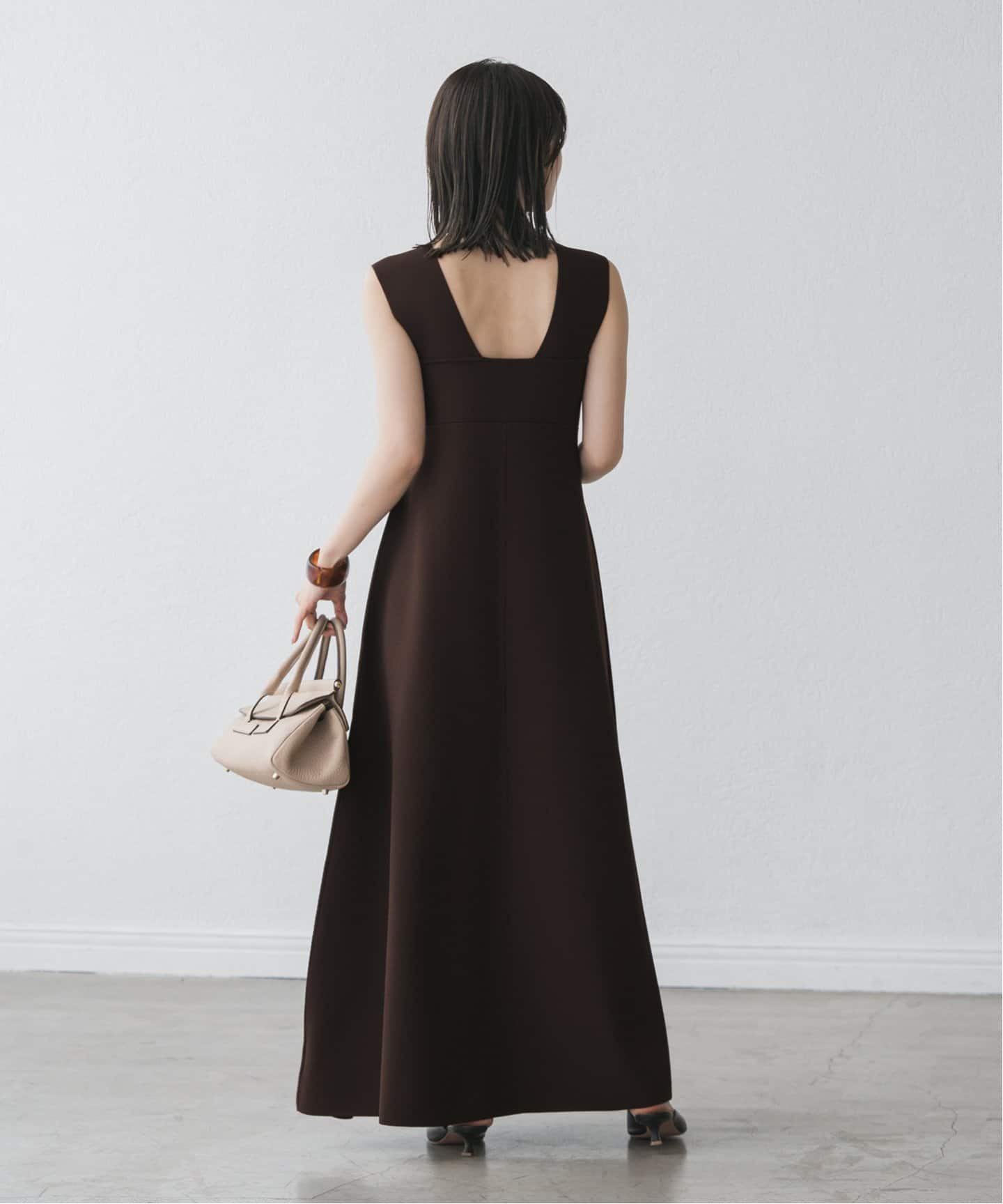 【タグ付き新品】noble ミラノリブフィットフレアワンピース 洗える】ミラノリブフィットフレアニットワンピース（ニット