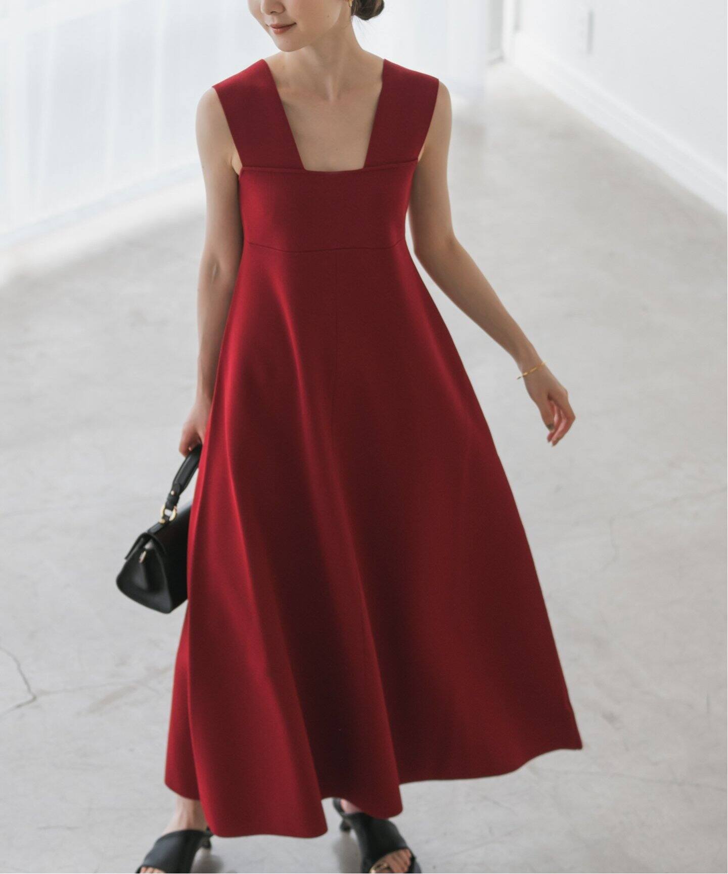 洗える】ミラノリブフィットフレアニットワンピース（ニットワンピース