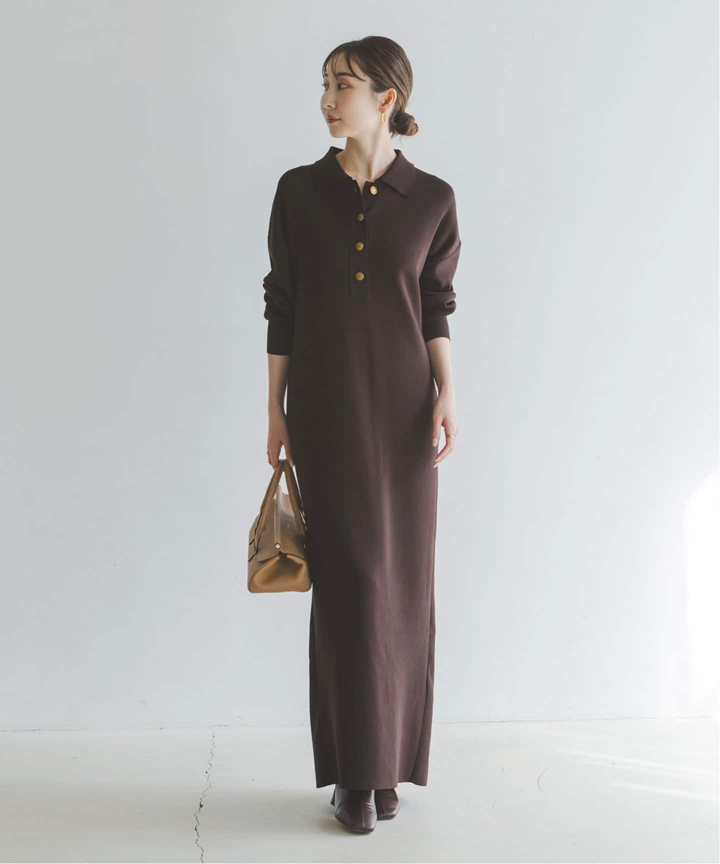 NOBLE　ポロシャツニットワンピース(新品未使用) ノーブル NOBLE ポロシャツニットワンピース （ネイビー