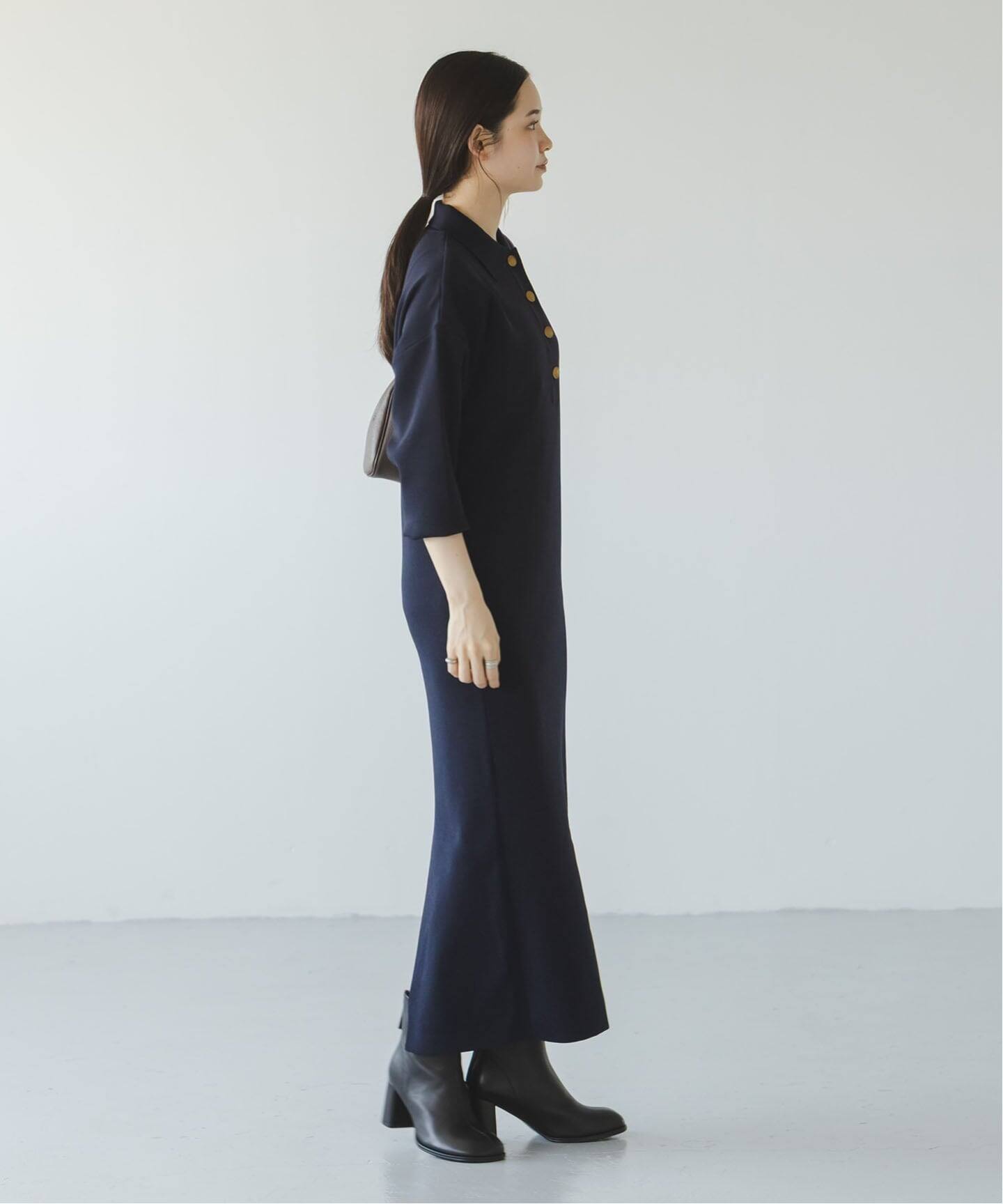 追加》ポロシャツニットワンピース（ニットワンピース）｜NOBLE