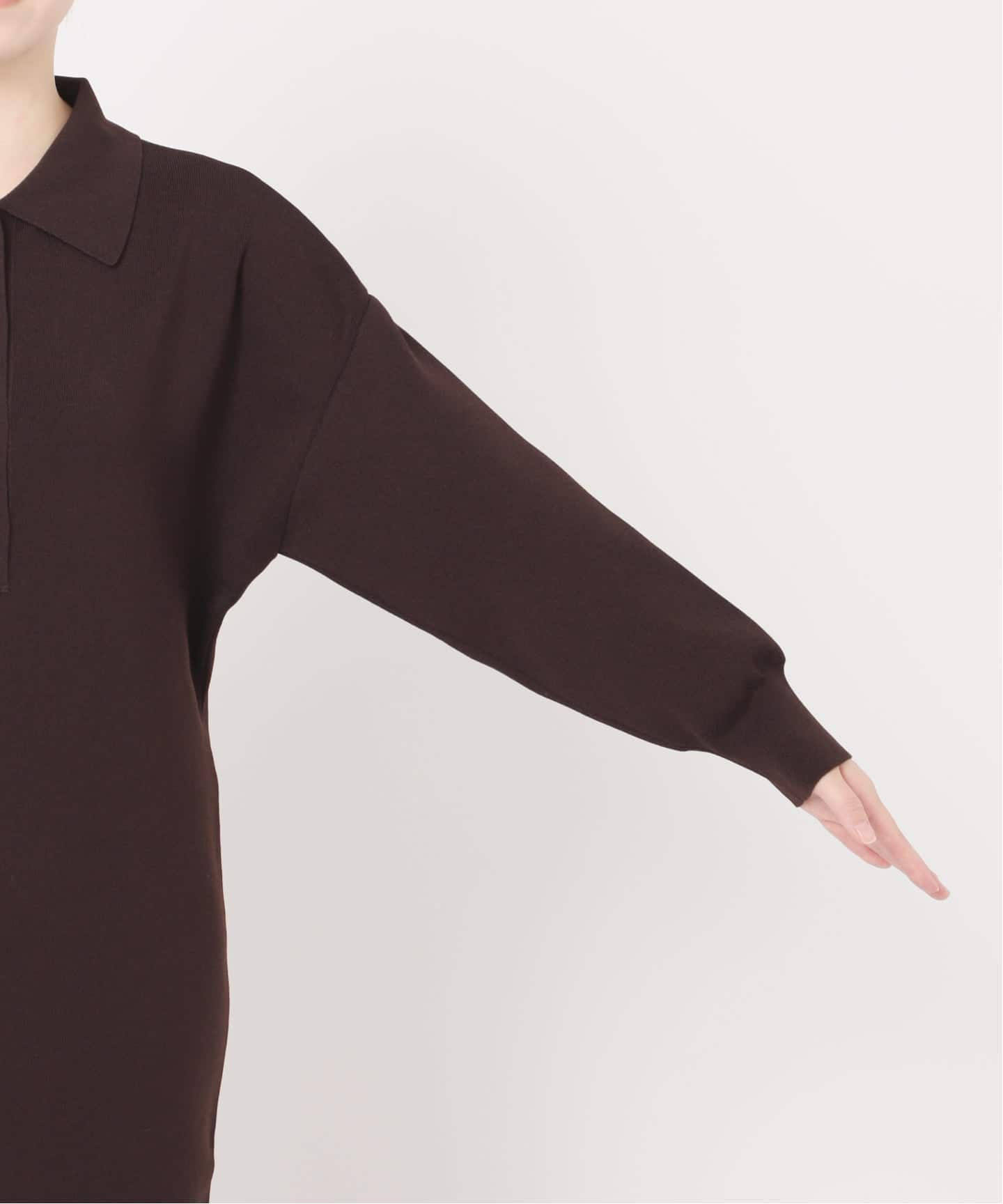 追加》ポロシャツニットワンピース（ニットワンピース）｜NOBLE