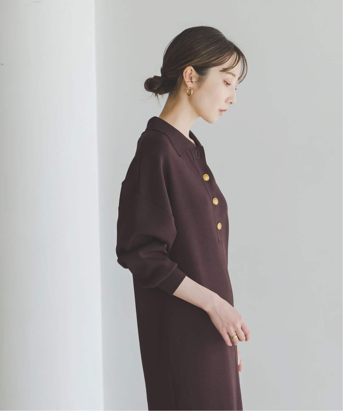 追加》ポロシャツニットワンピース 2（ニットワンピース）｜NOBLE