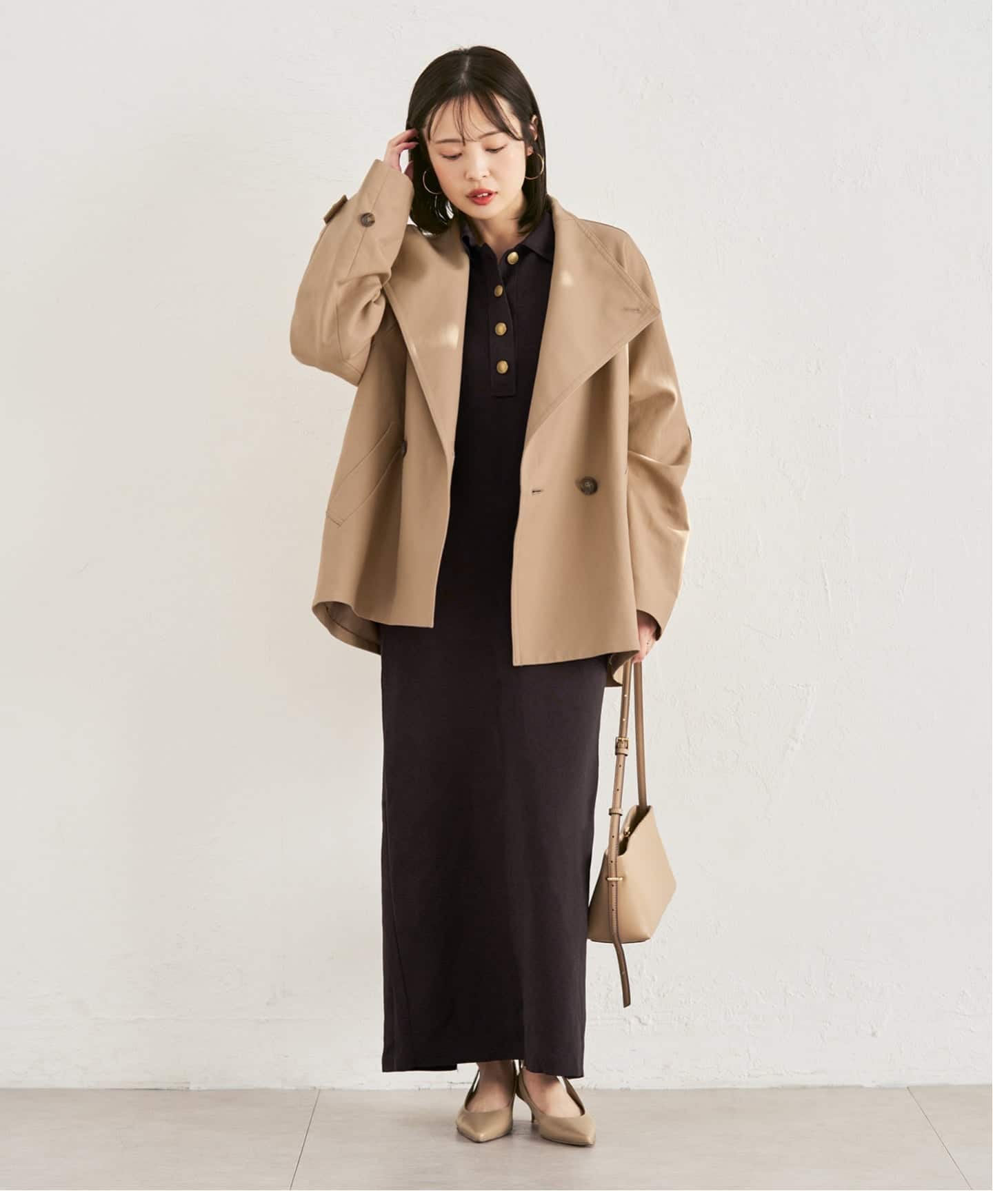 追加》ポロシャツニットワンピース 2（ニットワンピース）｜NOBLE