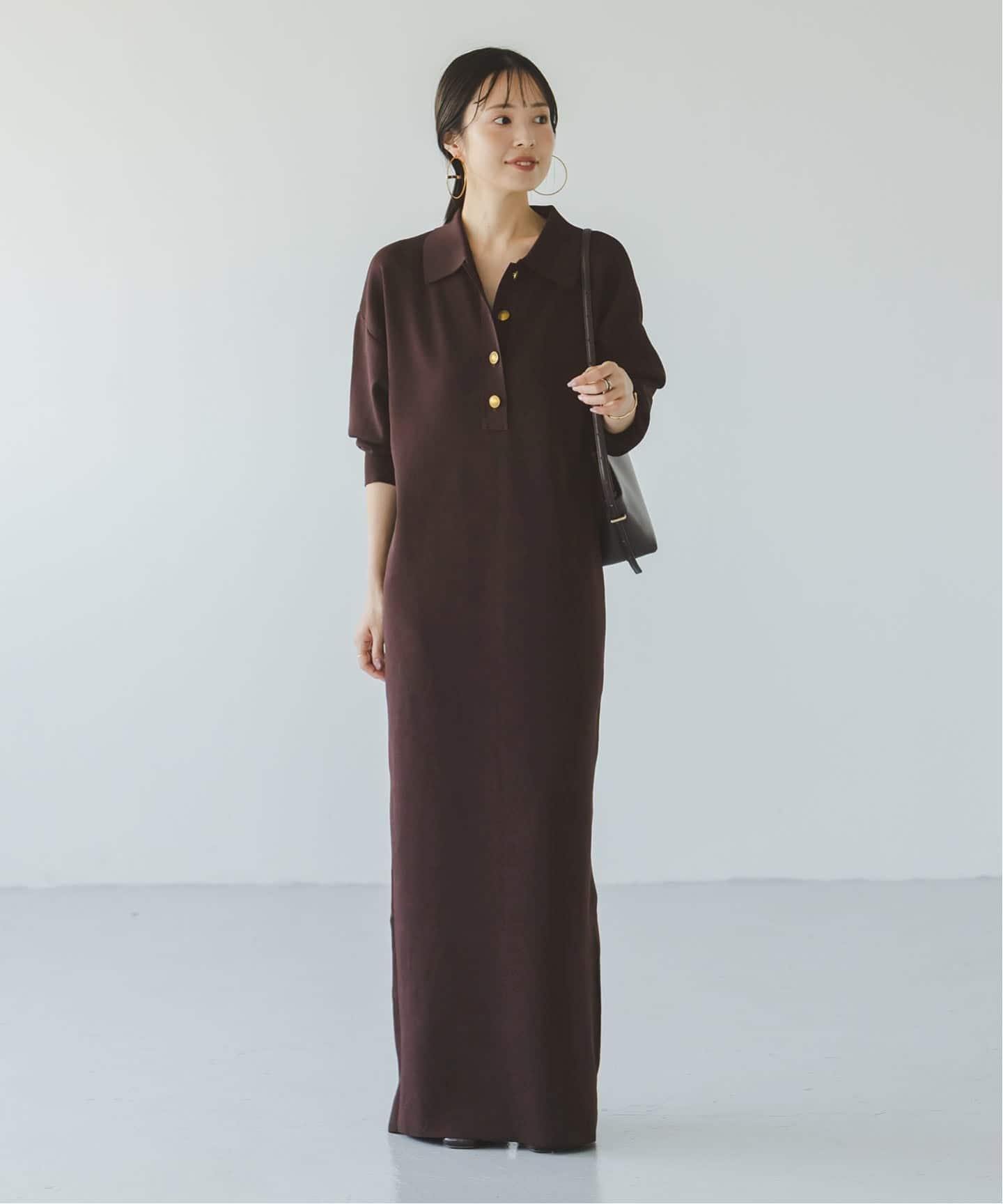 追加》ポロシャツニットワンピース 2（ニットワンピース）｜NOBLE