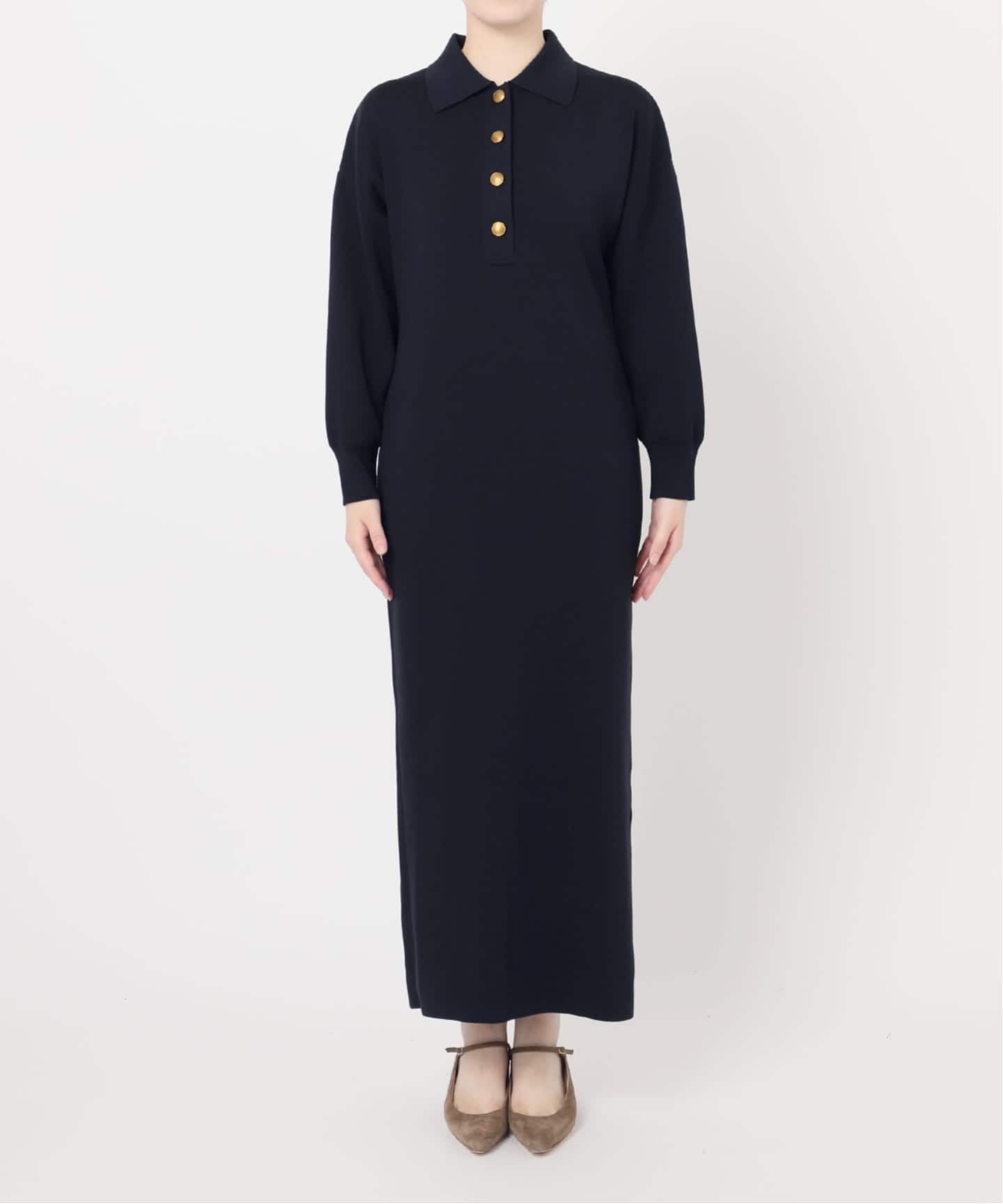 追加》ポロシャツニットワンピース 2（ニットワンピース）｜NOBLE