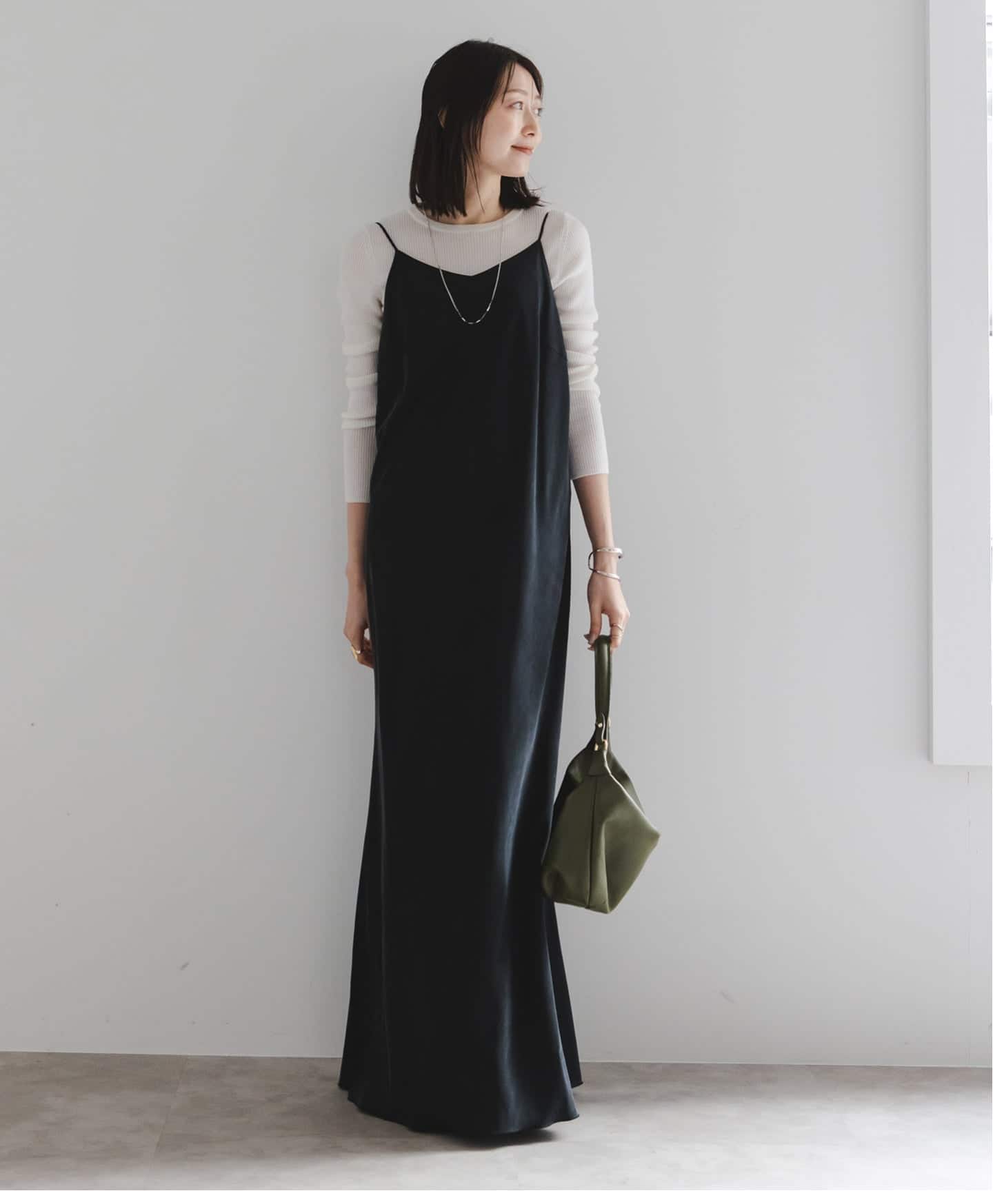 追加》ワイドVネックフィブリルキャミワンピース2（ワンピース