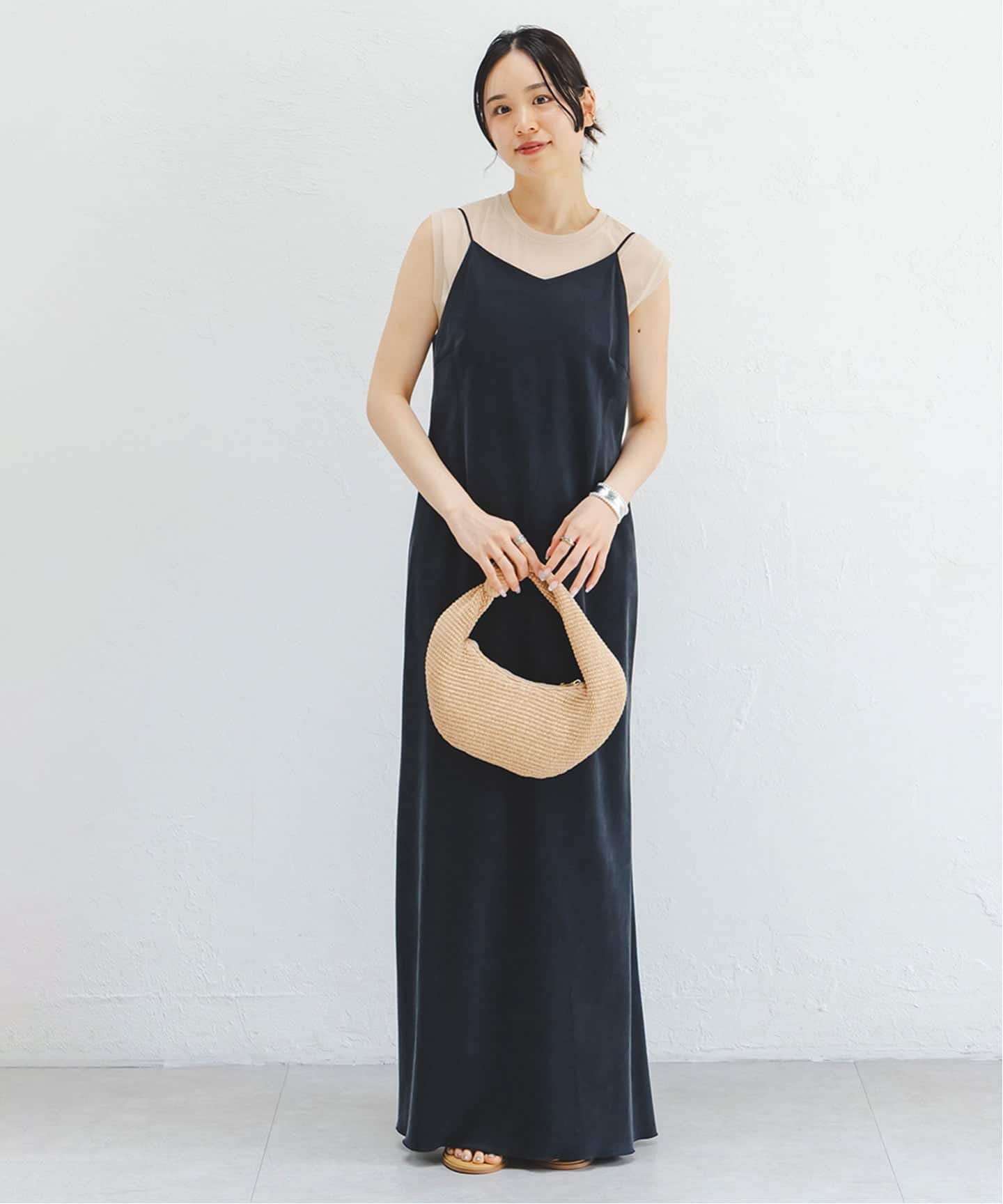 追加》ワイドVネックフィブリルキャミワンピース2（ワンピース