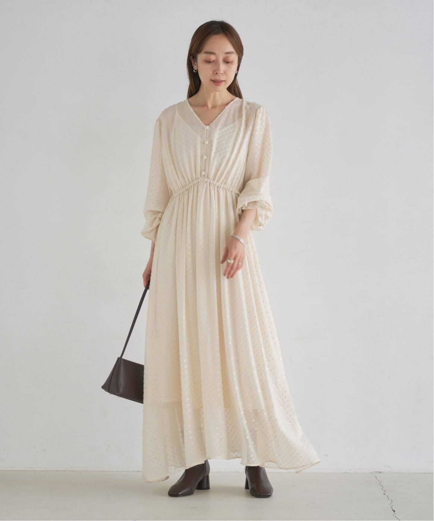 ラメカットジャガード2wayワンピース（ワンピース）｜NOBLE（ノーブル