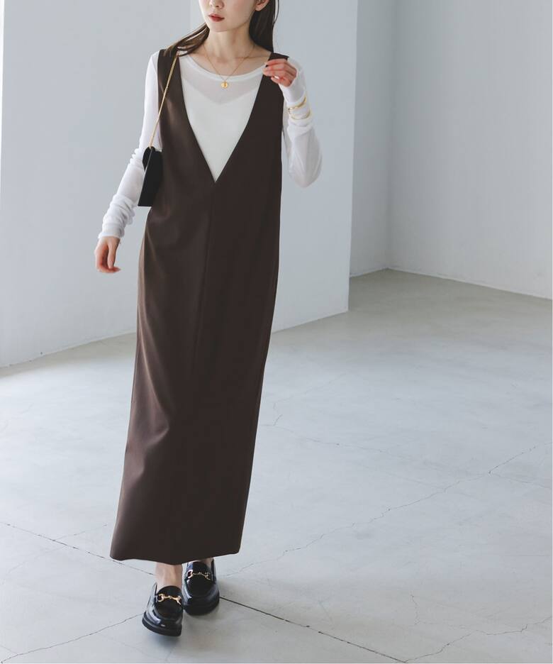 ノーブル NOBLE ワンピース ロング マキシ 長袖 Vネック F 黒 ブラック  