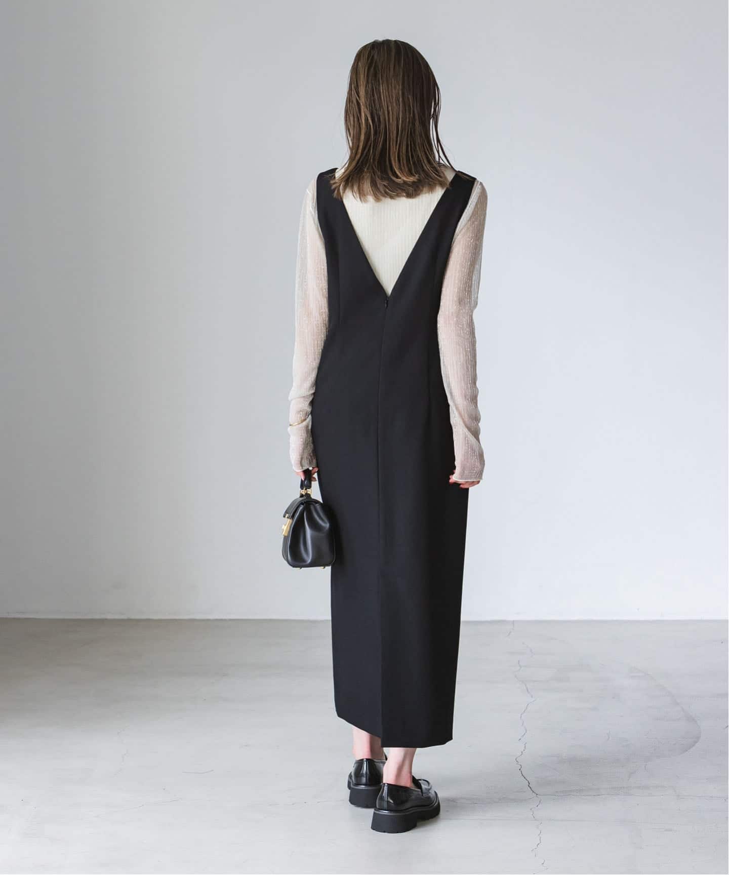 noble ストレートVネックワンピース黒38 新品 ストレートVネックワンピース | ノーブル(Noble) | マルイウェブチャネル