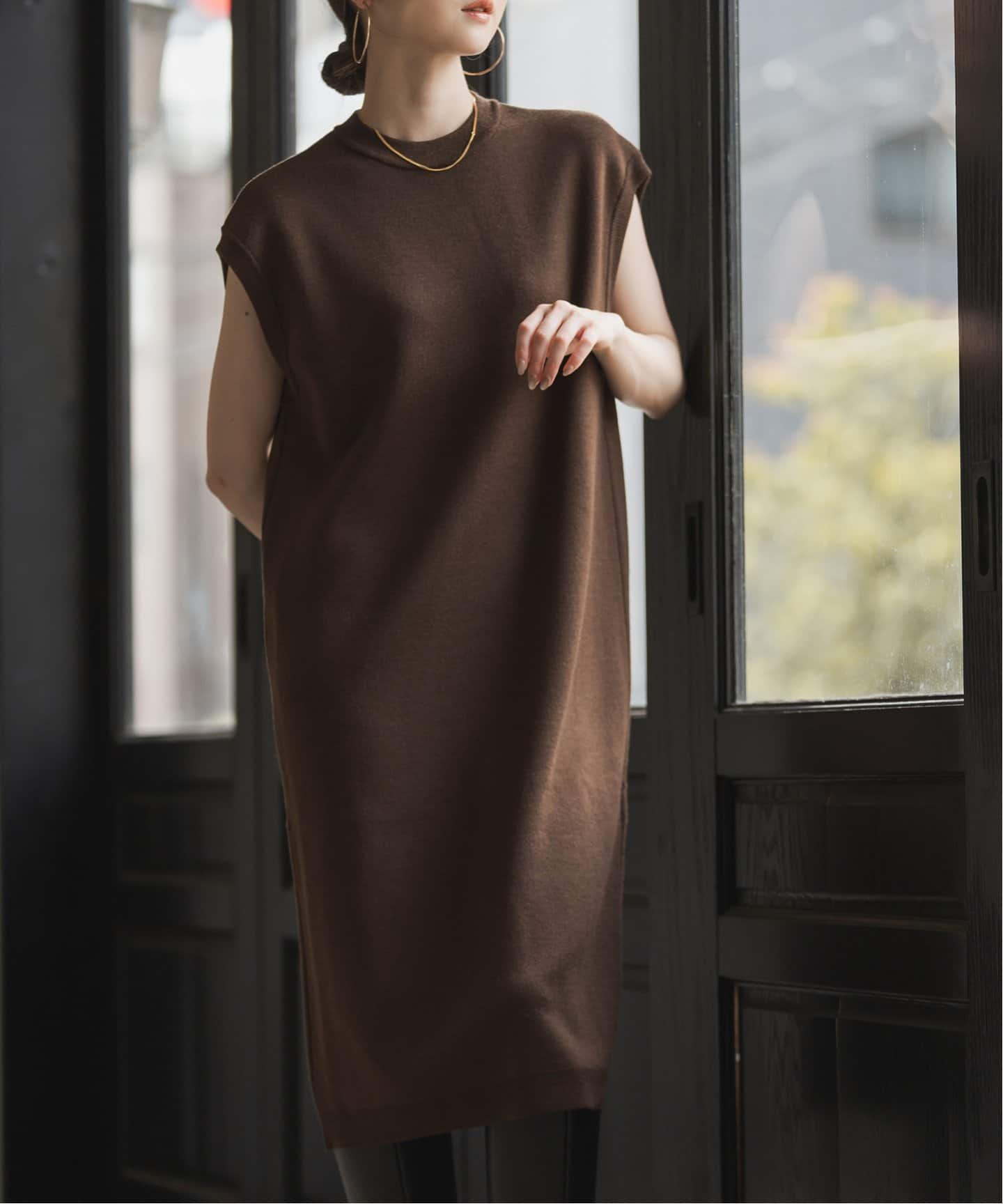 NOBLE ブラウン ミニマリストワンピース Wool Mix ミニ丈ワンピース（ワンピース）｜NOBLE（ノーブル）の通販