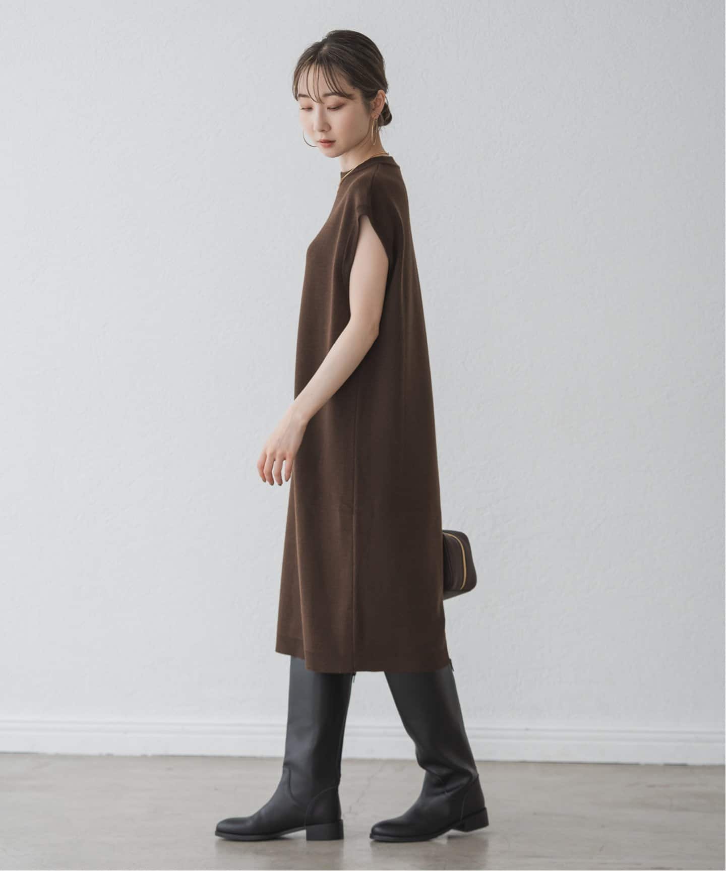 NOBLE ブラウン ミニマリストワンピース Wool Mix ミニ丈ワンピース（ワンピース）｜NOBLE（ノーブル）の通販