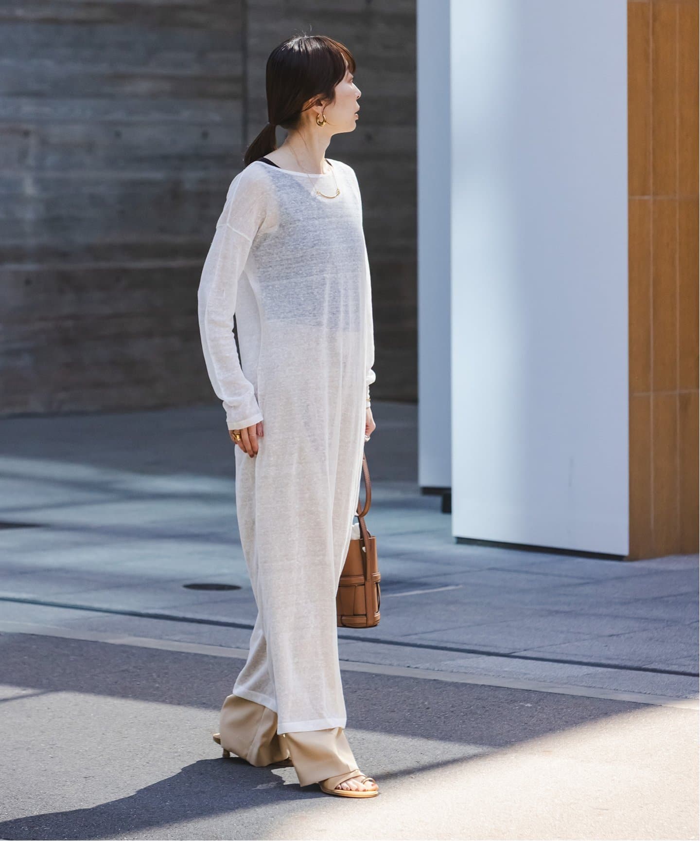 NOBLE 美品　上質　ホワイトインナー付きワンピース　マキシ　ロング シアー2way マキシワンピース（ワンピース）｜NOBLE（ノーブル）の通販