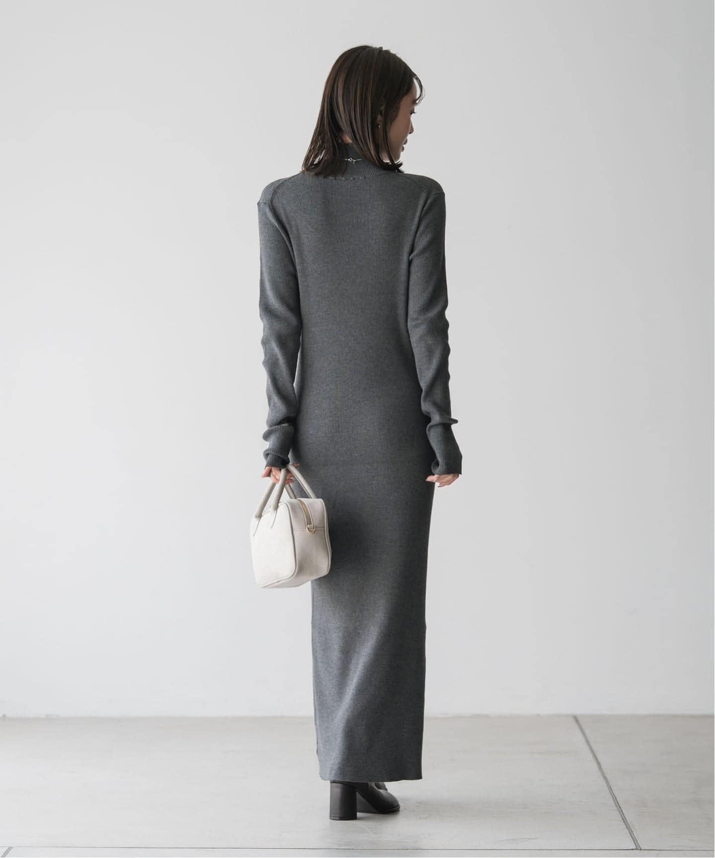 RY/PLリブハイネックロングワンピース（ニットワンピース）｜NOBLE