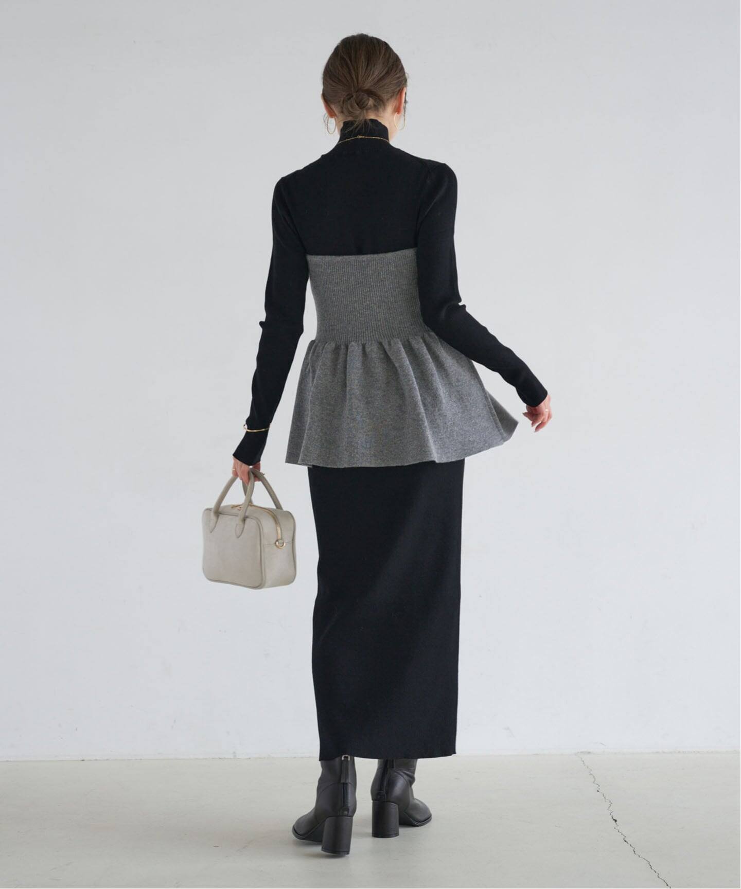 WEB限定カラー・追加》RY/PLリブハイネックロングワンピース（ニット