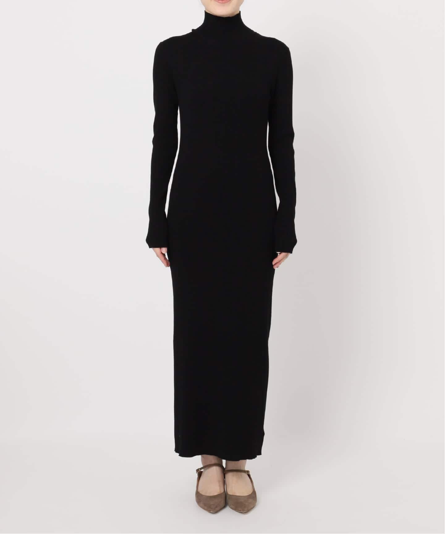 WEB限定カラー・追加》RY/PLリブハイネックロングワンピース（ニット