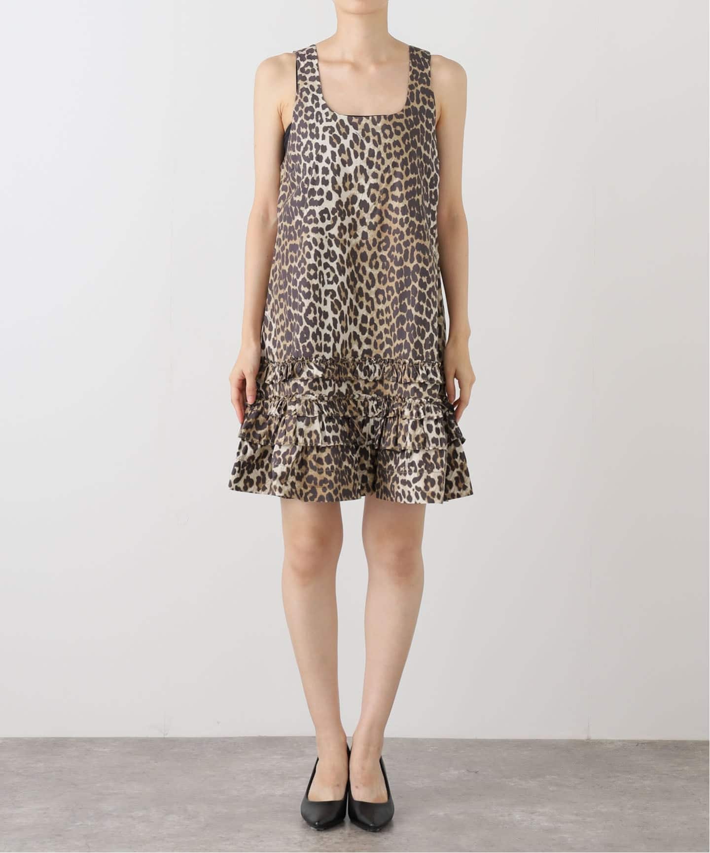 エストネーション購入定価5万円未使用GANNIガニーミニワンピース34 GANNI ガニー ワンピース Crinkled Georgette Flounce Mini